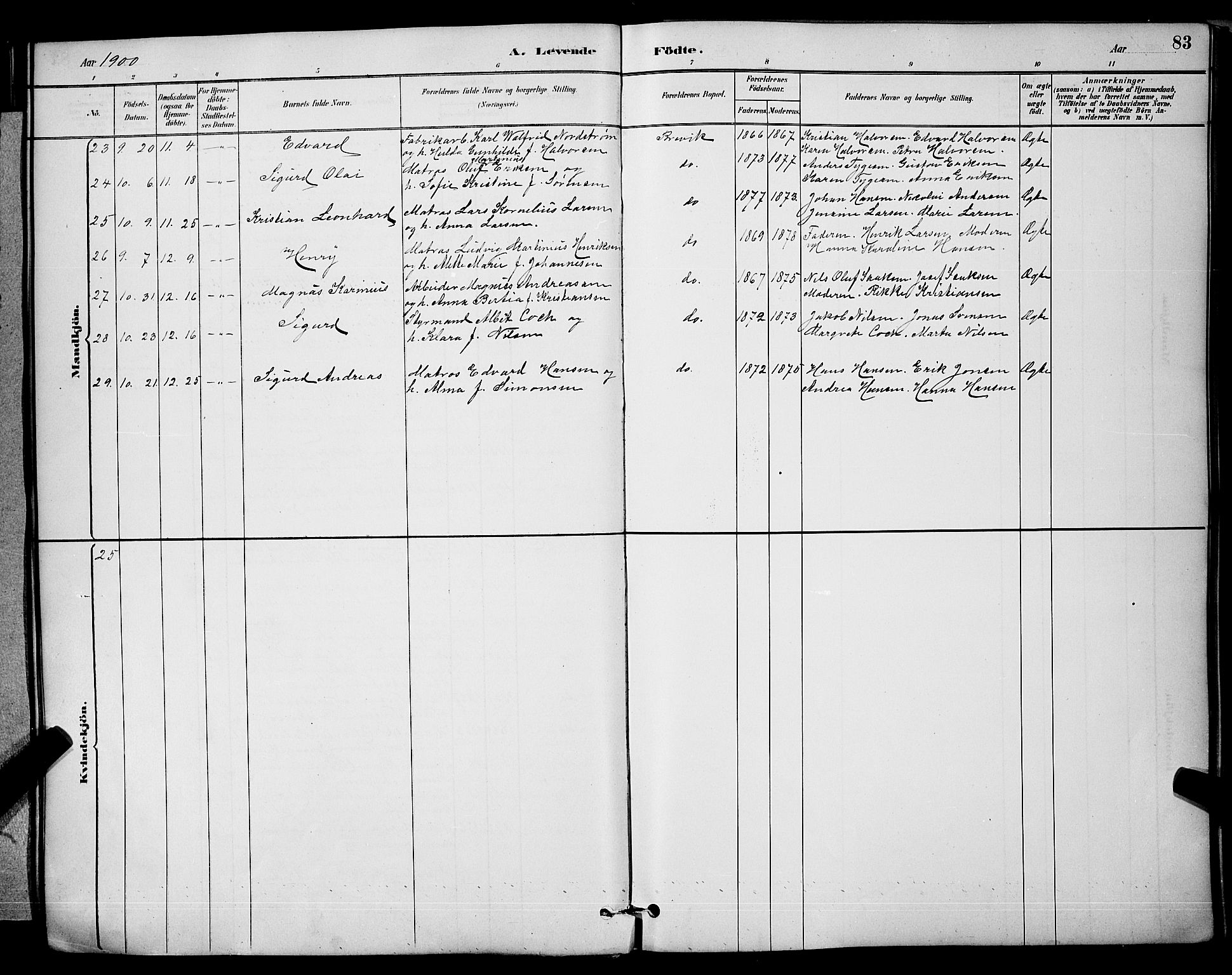 Brevik kirkebøker, AV/SAKO-A-255/G/Ga/L0004: Parish register (copy) no. 4, 1882-1900, p. 83