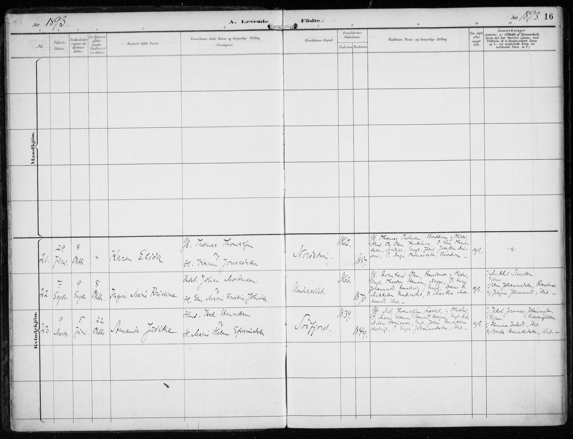 Skjervøy sokneprestkontor, AV/SATØ-S-1300/H/Ha/Haa/L0016kirke: Parish register (official) no. 16, 1892-1908, p. 16