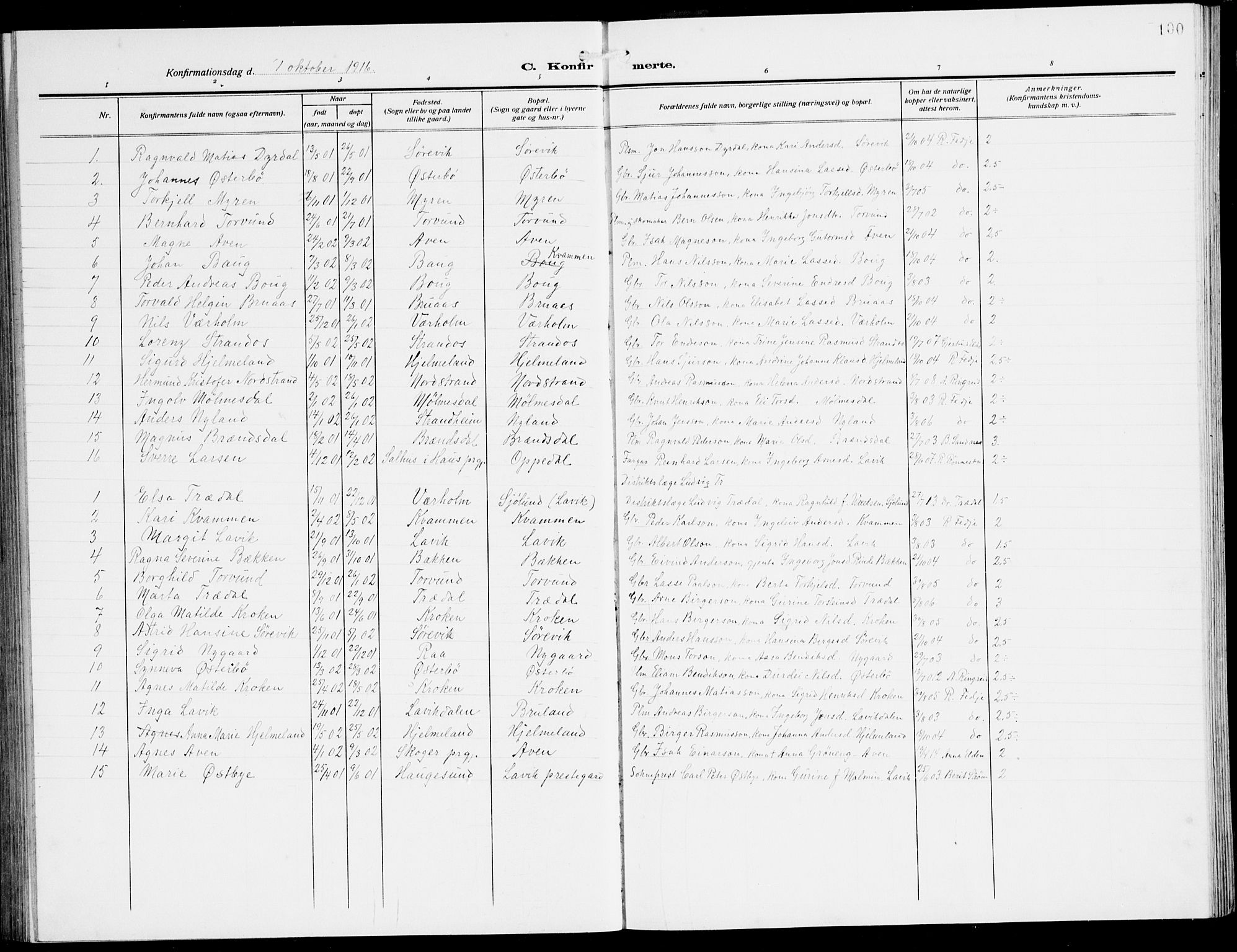 Lavik sokneprestembete, SAB/A-80901: Parish register (copy) no. A 3, 1911-1942, p. 100