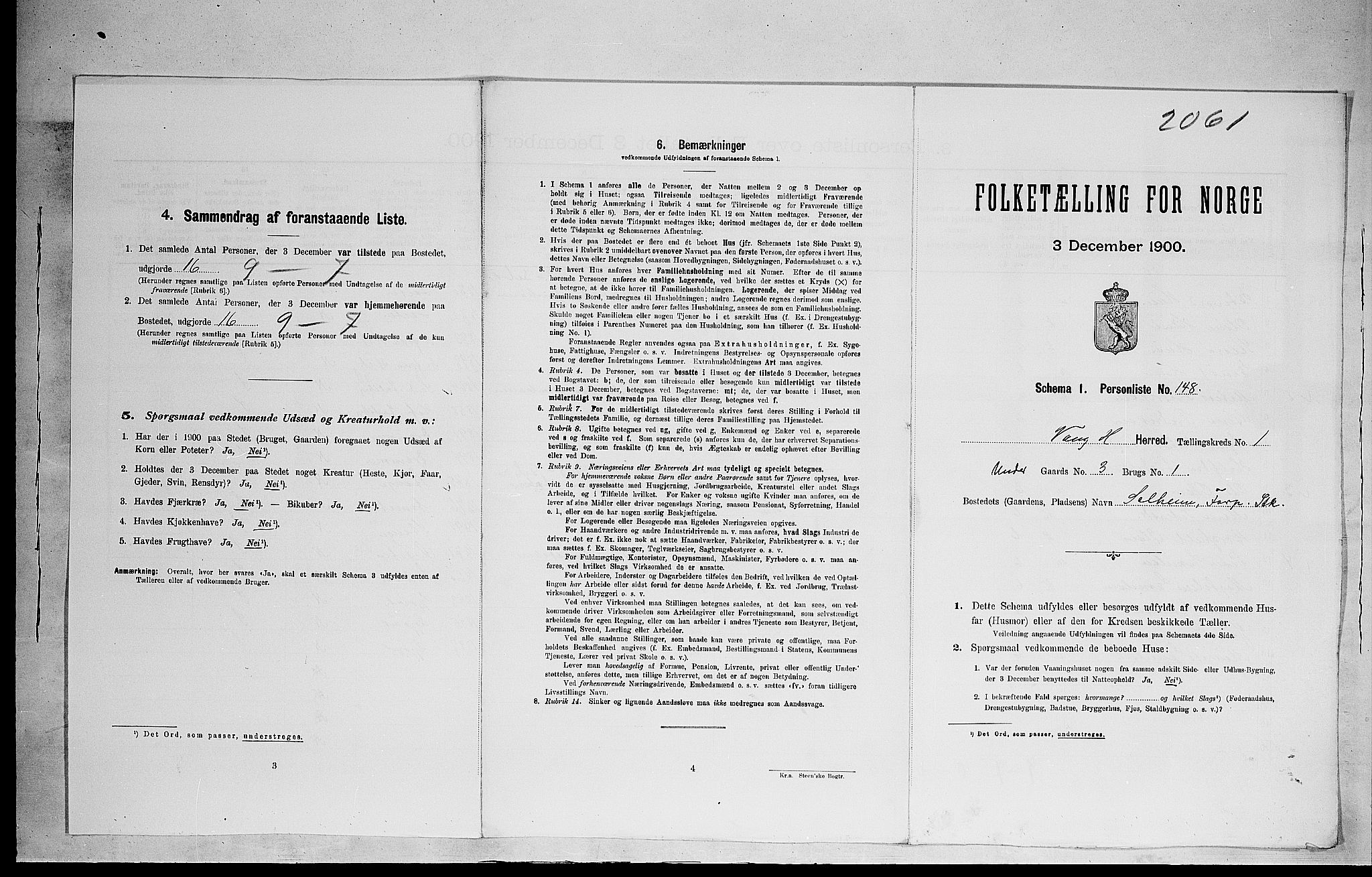 SAH, 1900 census for Vang, 1900, p. 340