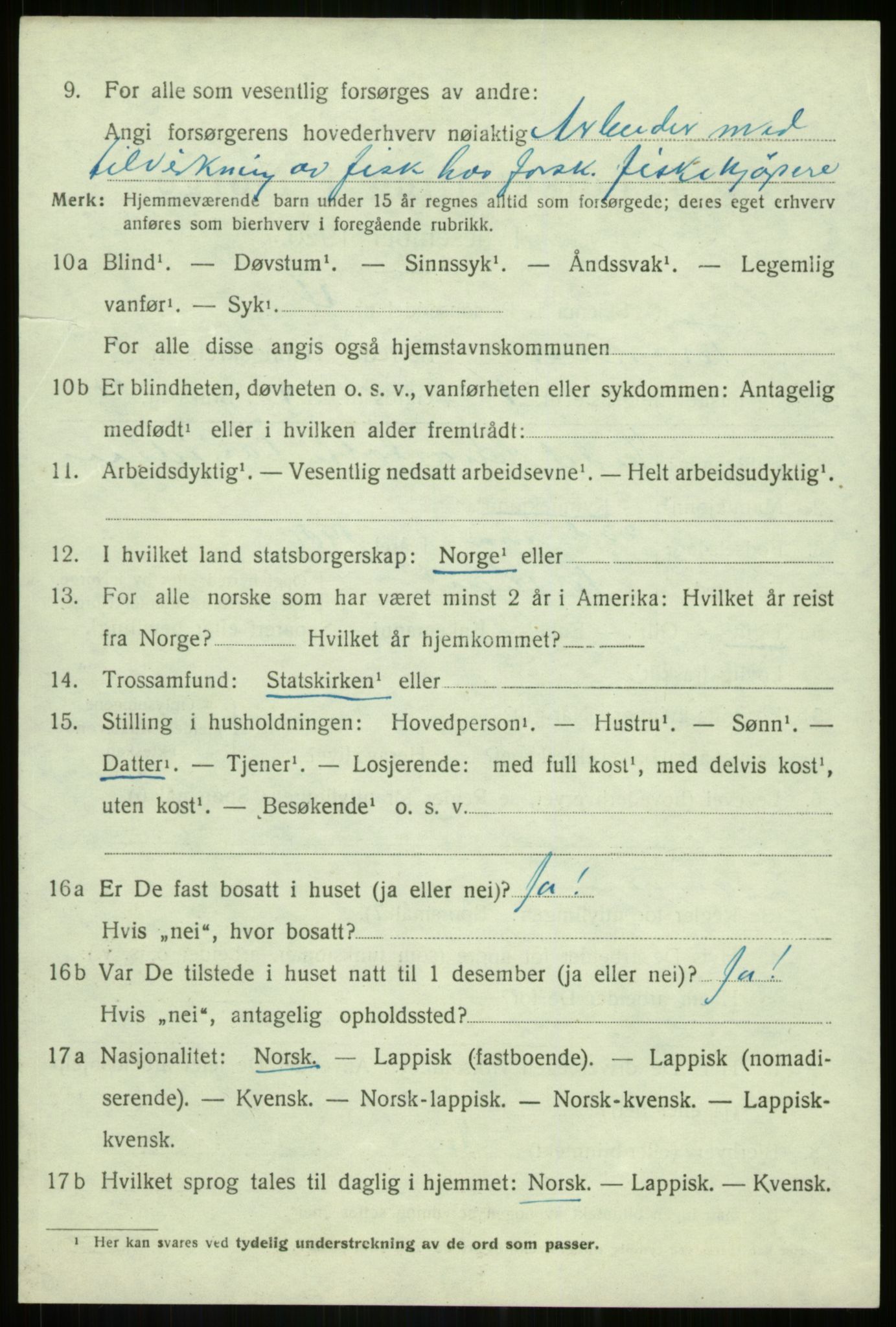 SATØ, 1920 census for Torsken, 1920, p. 1993