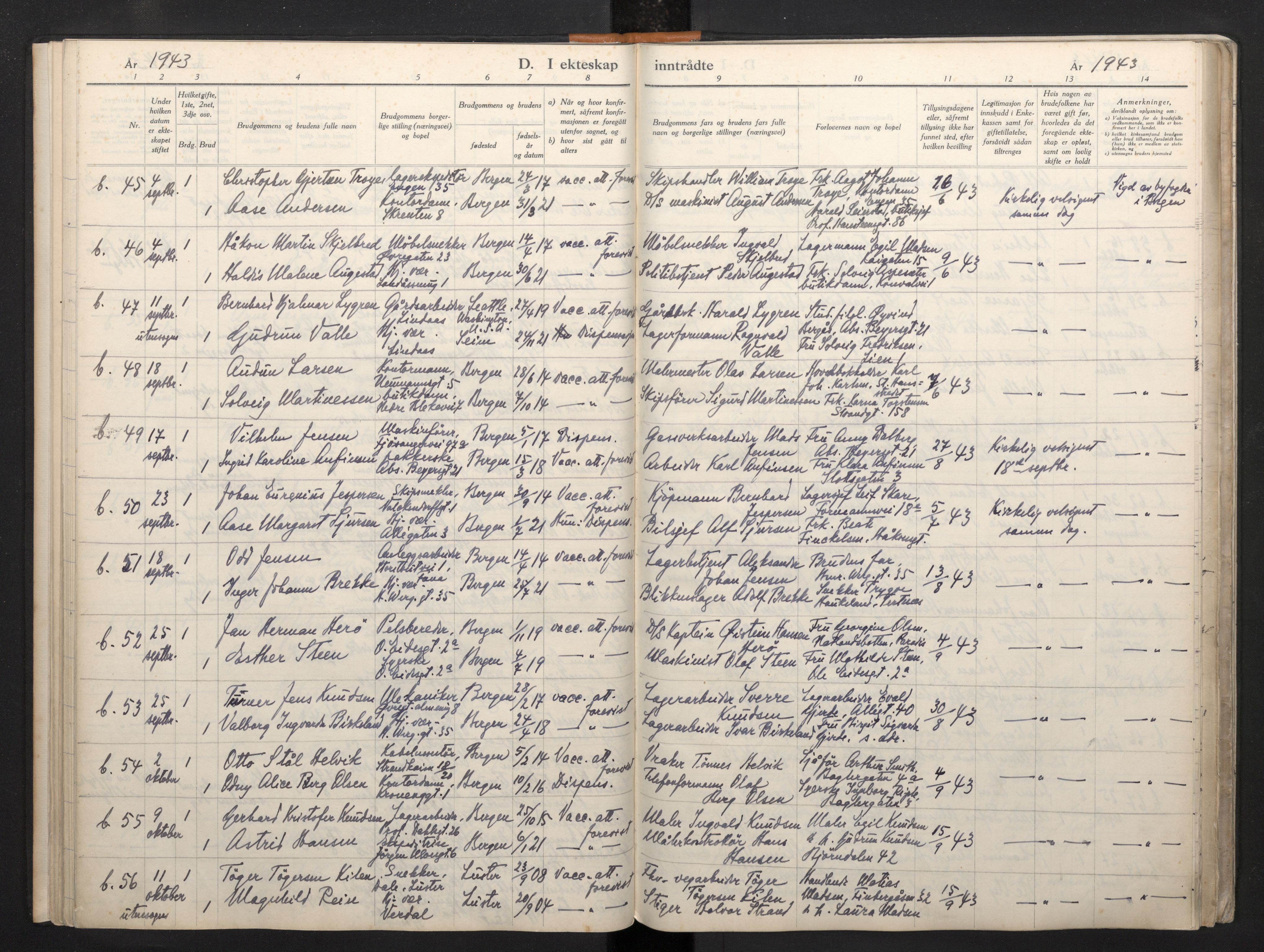 Korskirken sokneprestembete, AV/SAB-A-76101/H/Haa: Parish register (official) no. A 15, 1942-1945