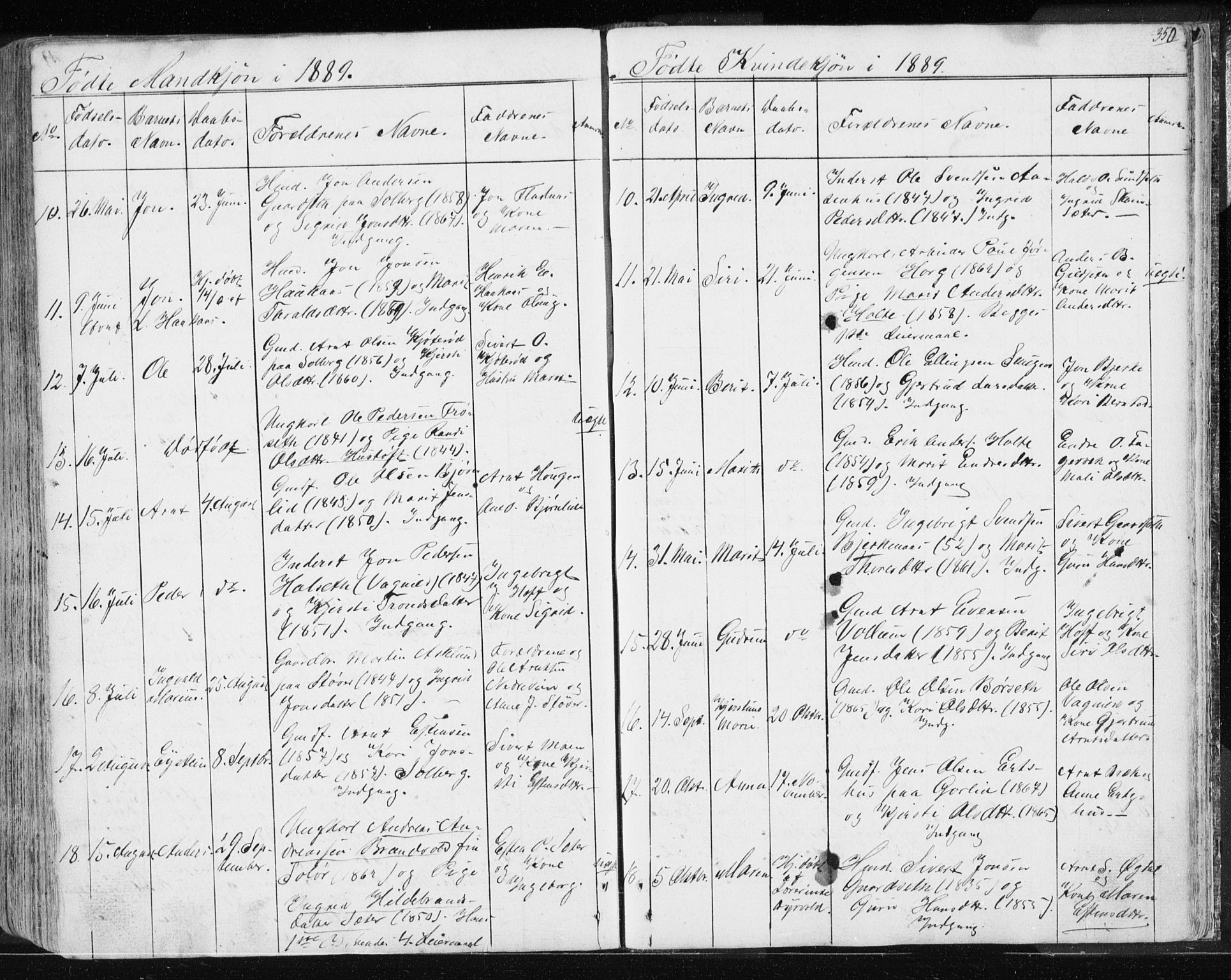 Ministerialprotokoller, klokkerbøker og fødselsregistre - Sør-Trøndelag, SAT/A-1456/689/L1043: Parish register (copy) no. 689C02, 1816-1892, p. 350