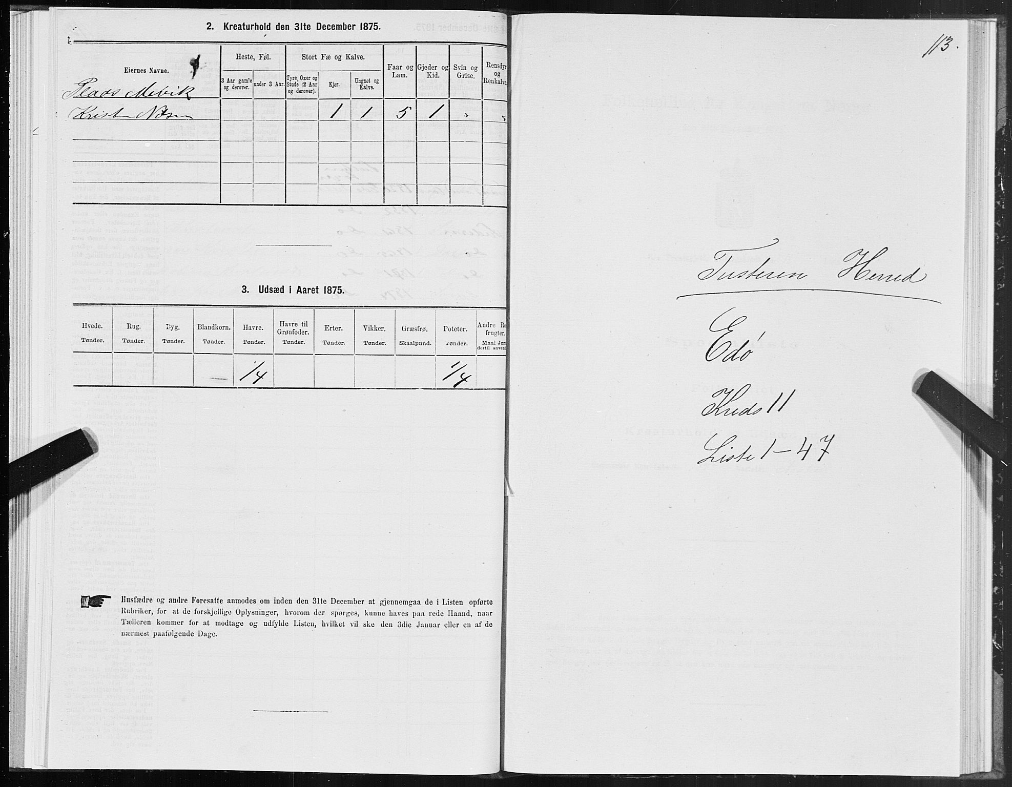 SAT, 1875 census for 1573P Edøy, 1875, p. 5113