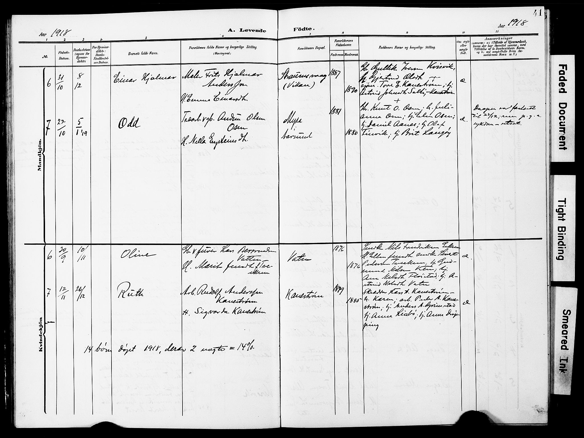 Ministerialprotokoller, klokkerbøker og fødselsregistre - Møre og Romsdal, AV/SAT-A-1454/587/L1001: Parish register (copy) no. 587C01, 1906-1927, p. 41