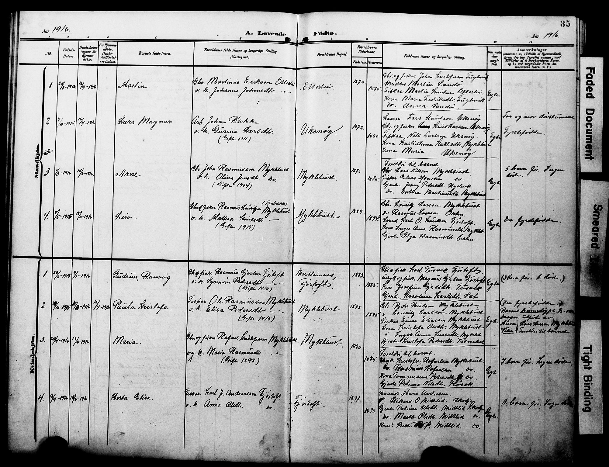 Ministerialprotokoller, klokkerbøker og fødselsregistre - Møre og Romsdal, AV/SAT-A-1454/538/L0524: Parish register (copy) no. 538C02, 1901-1931, p. 35