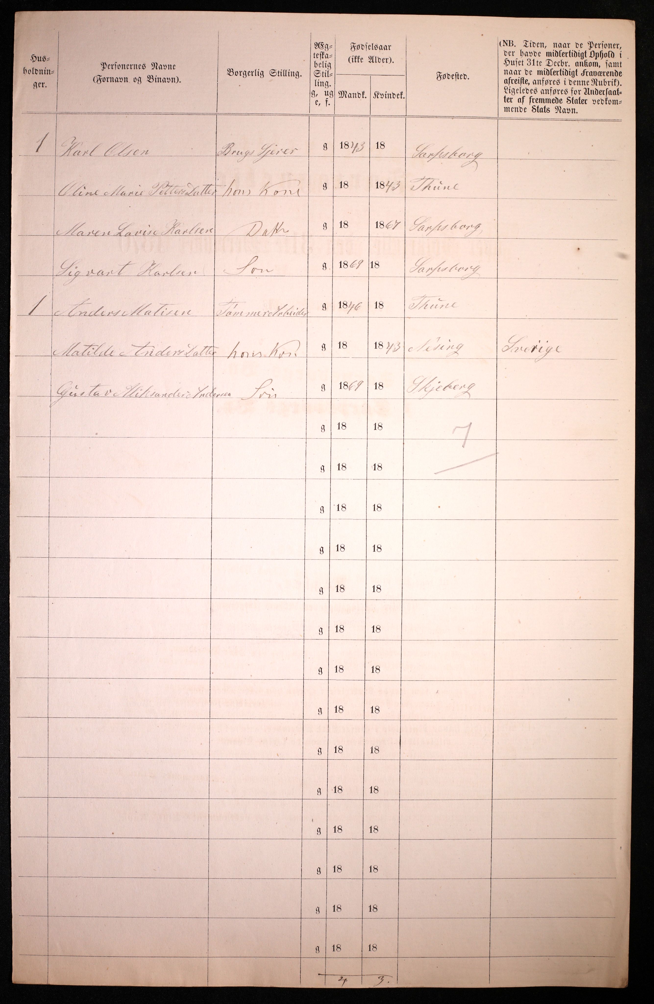 RA, 1870 census for 0102 Sarpsborg, 1870, p. 248