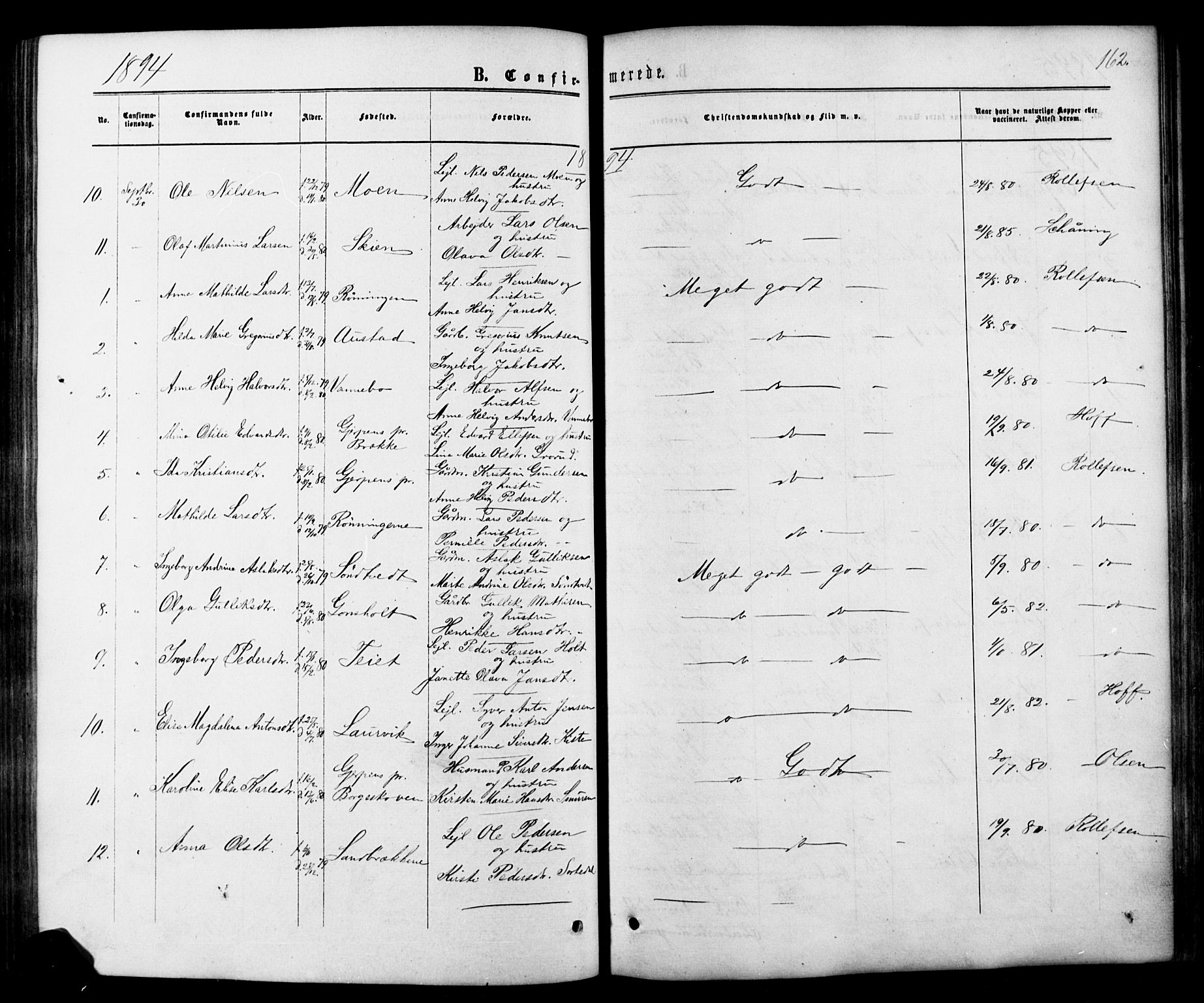 Siljan kirkebøker, SAKO/A-300/G/Ga/L0002: Parish register (copy) no. 2, 1864-1908, p. 162