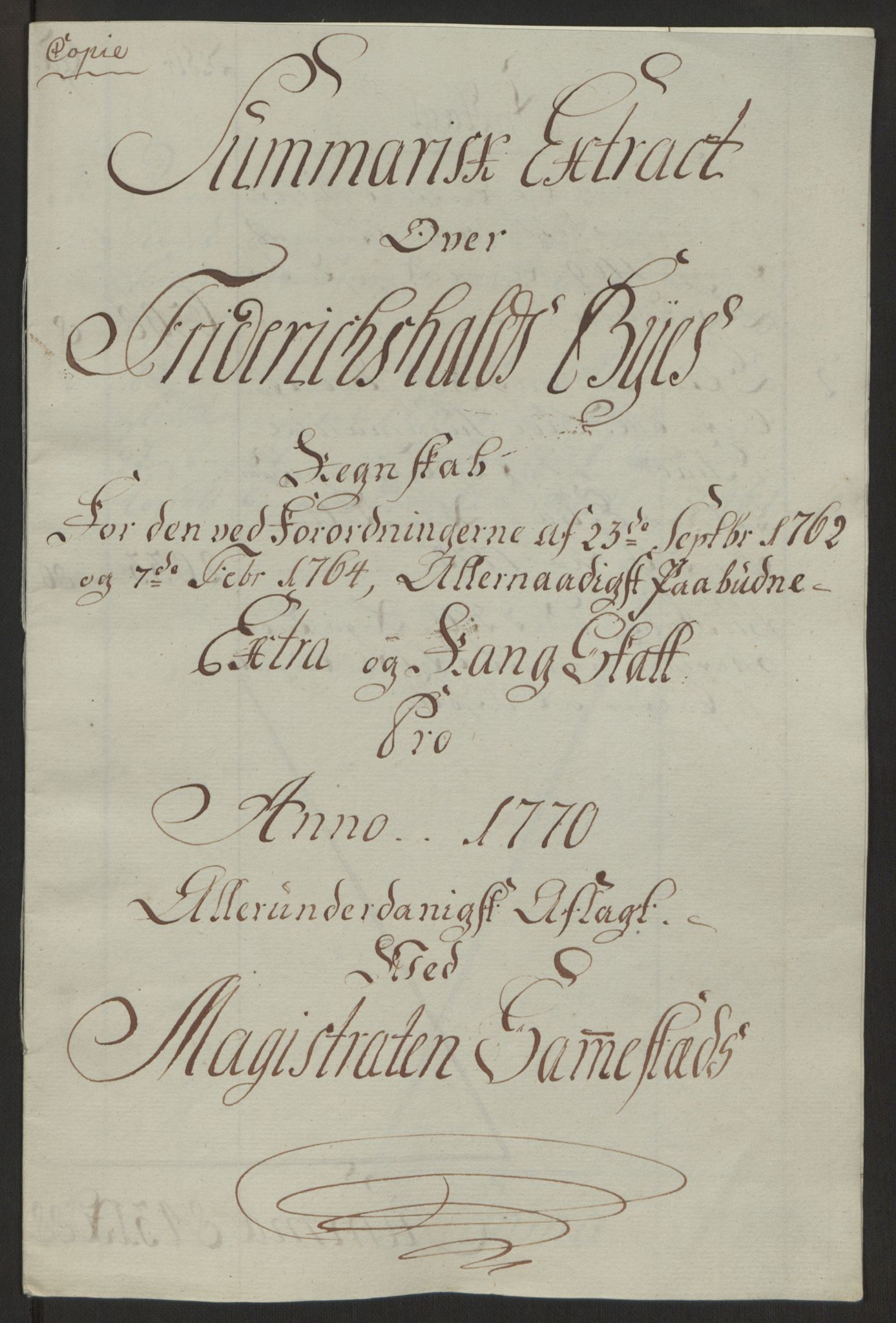 Rentekammeret inntil 1814, Reviderte regnskaper, Byregnskaper, AV/RA-EA-4066/R/Ra/L0006/0001: [A4] Kontribusjonsregnskap / Ekstraskatt, 1762-1772, p. 164