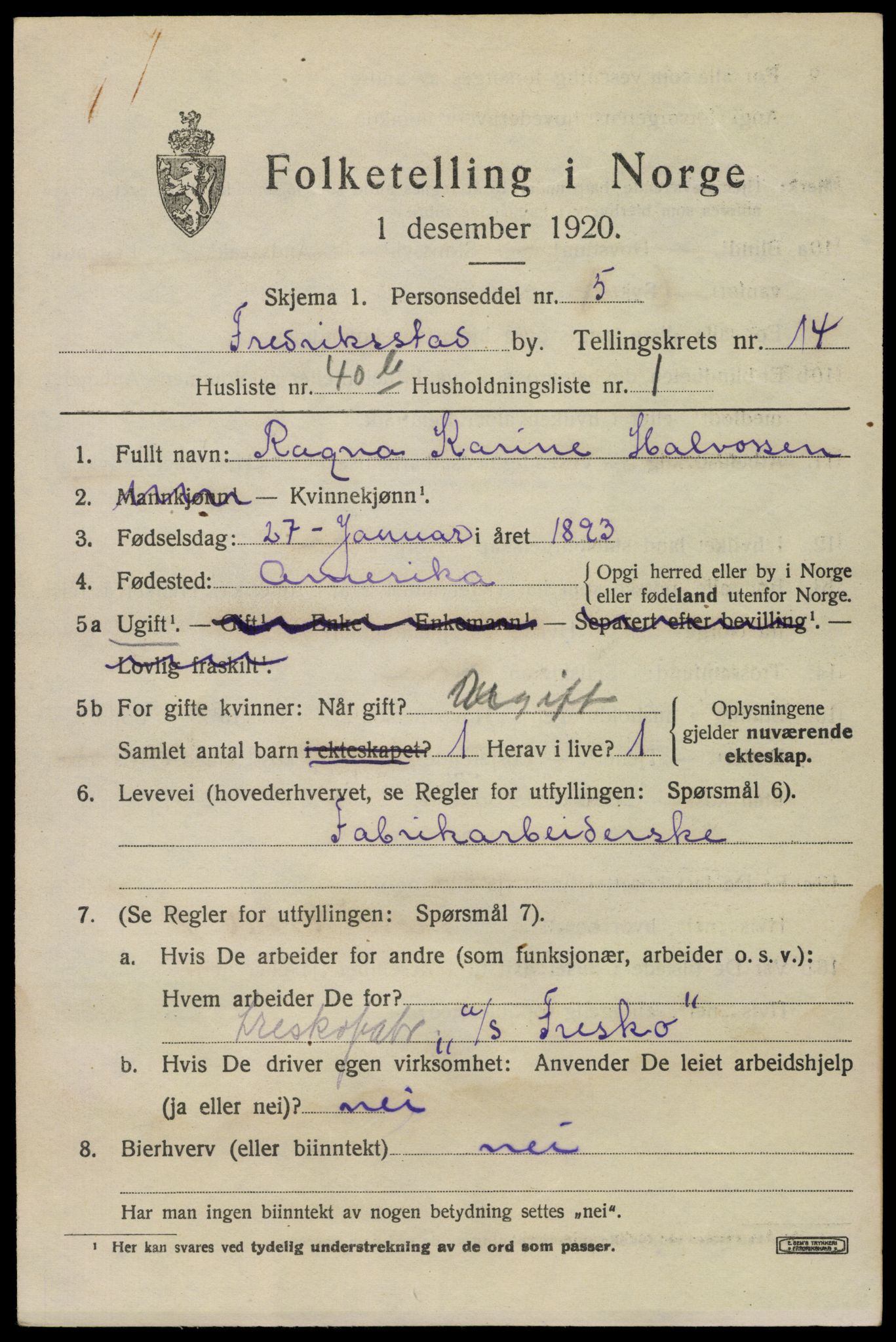 SAO, 1920 census for Fredrikstad, 1920, p. 34037