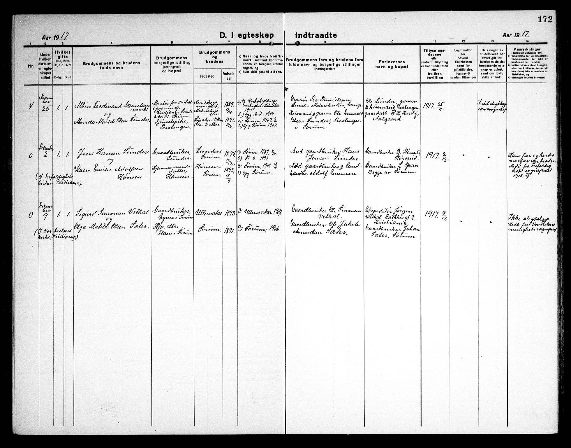 Sørum prestekontor Kirkebøker, SAO/A-10303/G/Ga/L0008: Parish register (copy) no. I 8, 1917-1934, p. 172