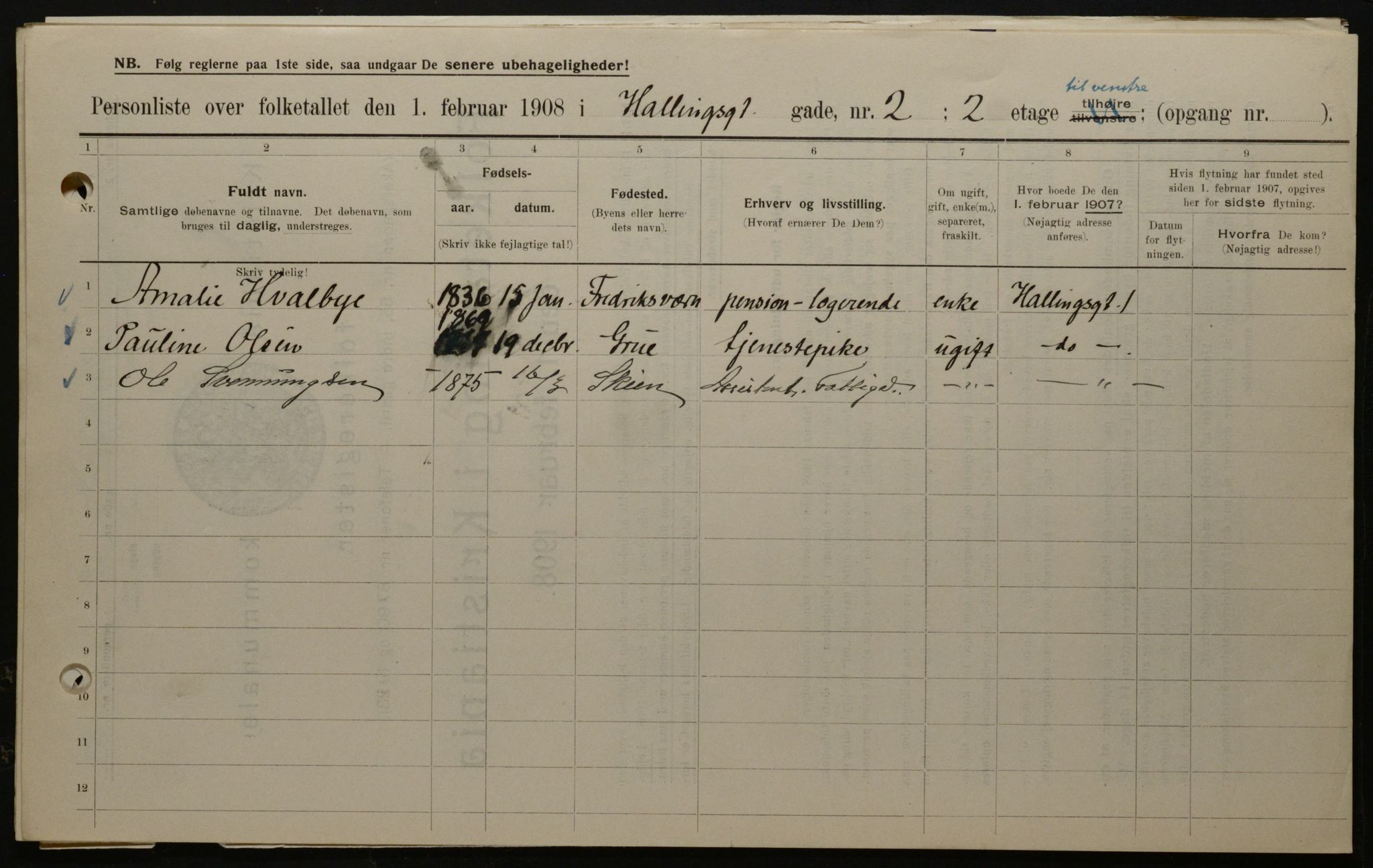 OBA, Municipal Census 1908 for Kristiania, 1908, p. 30790