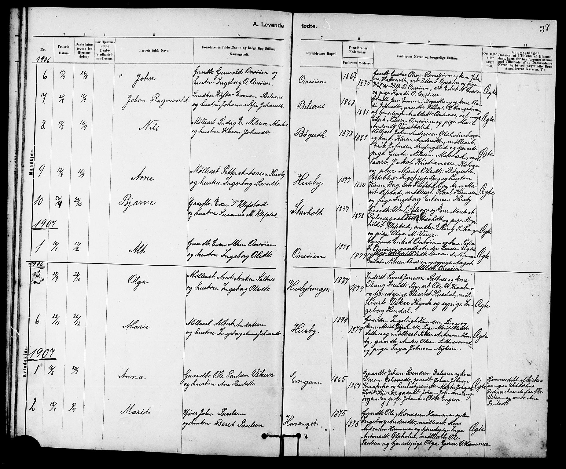 Ministerialprotokoller, klokkerbøker og fødselsregistre - Sør-Trøndelag, SAT/A-1456/666/L0790: Parish register (copy) no. 666C03, 1885-1908, p. 37