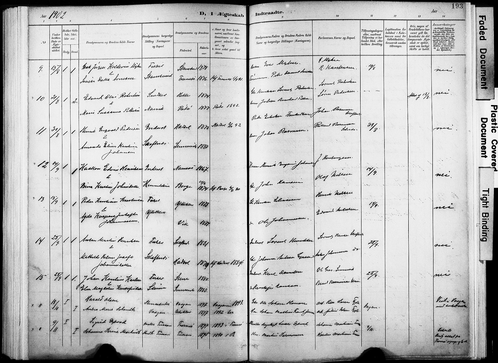 Ministerialprotokoller, klokkerbøker og fødselsregistre - Nordland, AV/SAT-A-1459/881/L1151: Parish register (official) no. 881A04, 1899-1907, p. 193