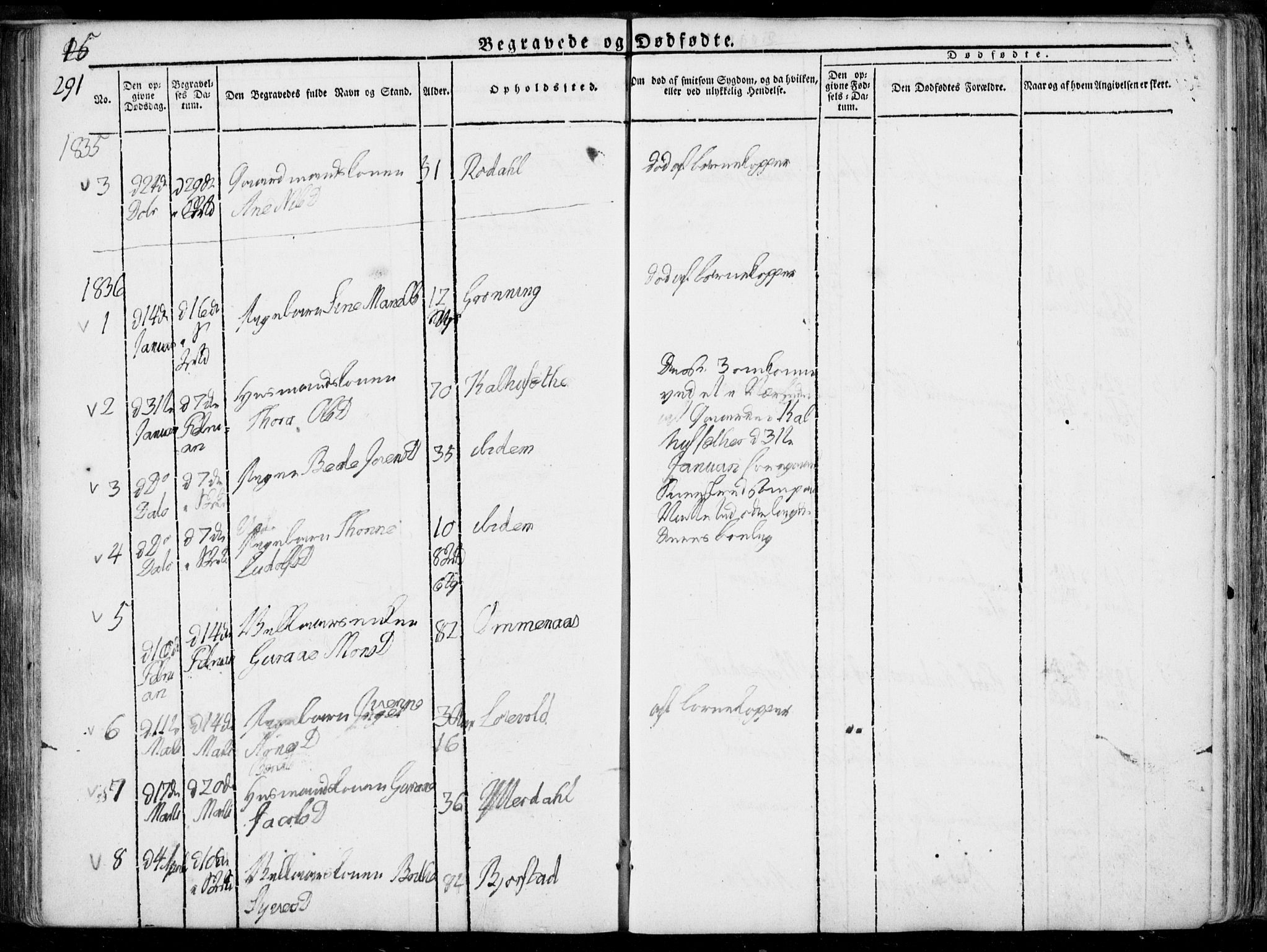 Ministerialprotokoller, klokkerbøker og fødselsregistre - Møre og Romsdal, SAT/A-1454/519/L0248: Parish register (official) no. 519A07, 1829-1860, p. 291