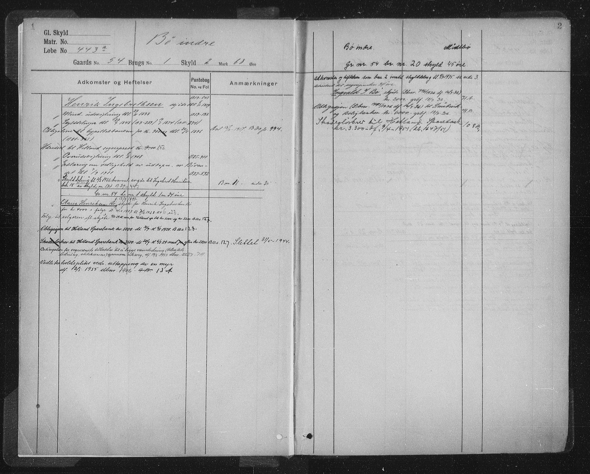 Jæren sorenskriveri, SAST/A-100310/01/4/41/41ABB/L0010: Mortgage register no. 41 ABB10, 1913, p. 1-2