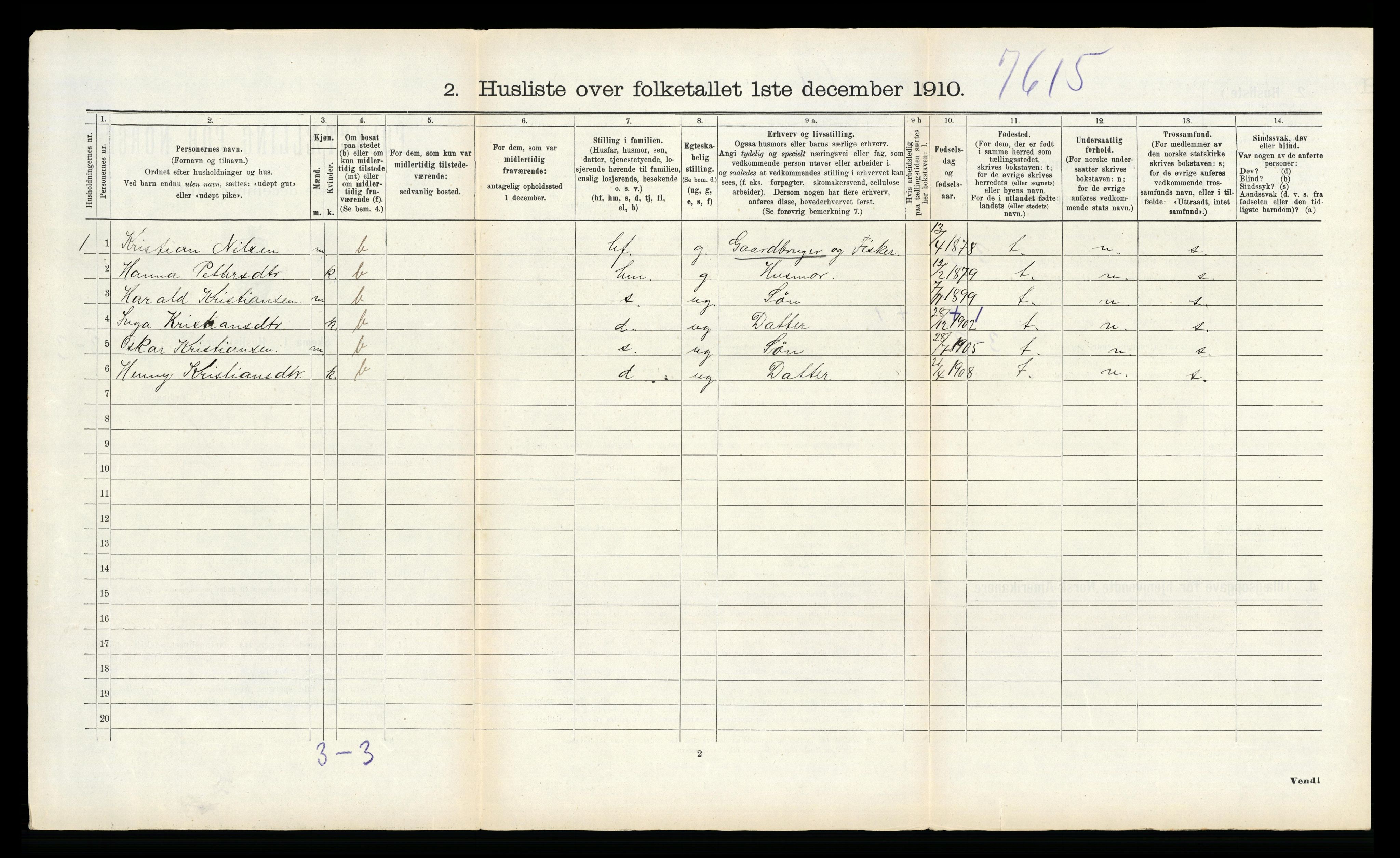 RA, 1910 census for Flakstad, 1910, p. 475