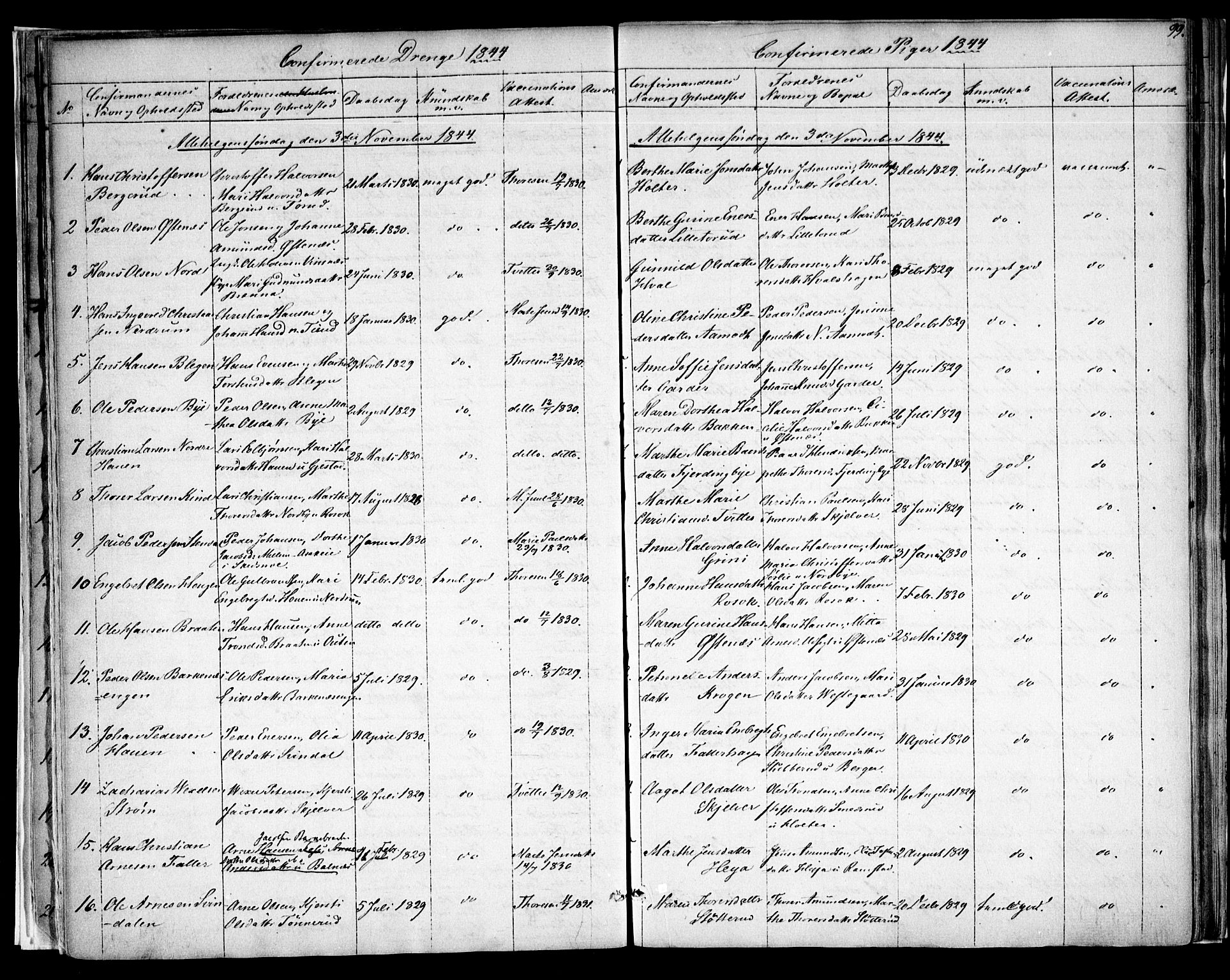 Fet prestekontor Kirkebøker, SAO/A-10370a/F/Fa/L0009: Parish register (official) no. I 9, 1843-1846, p. 99