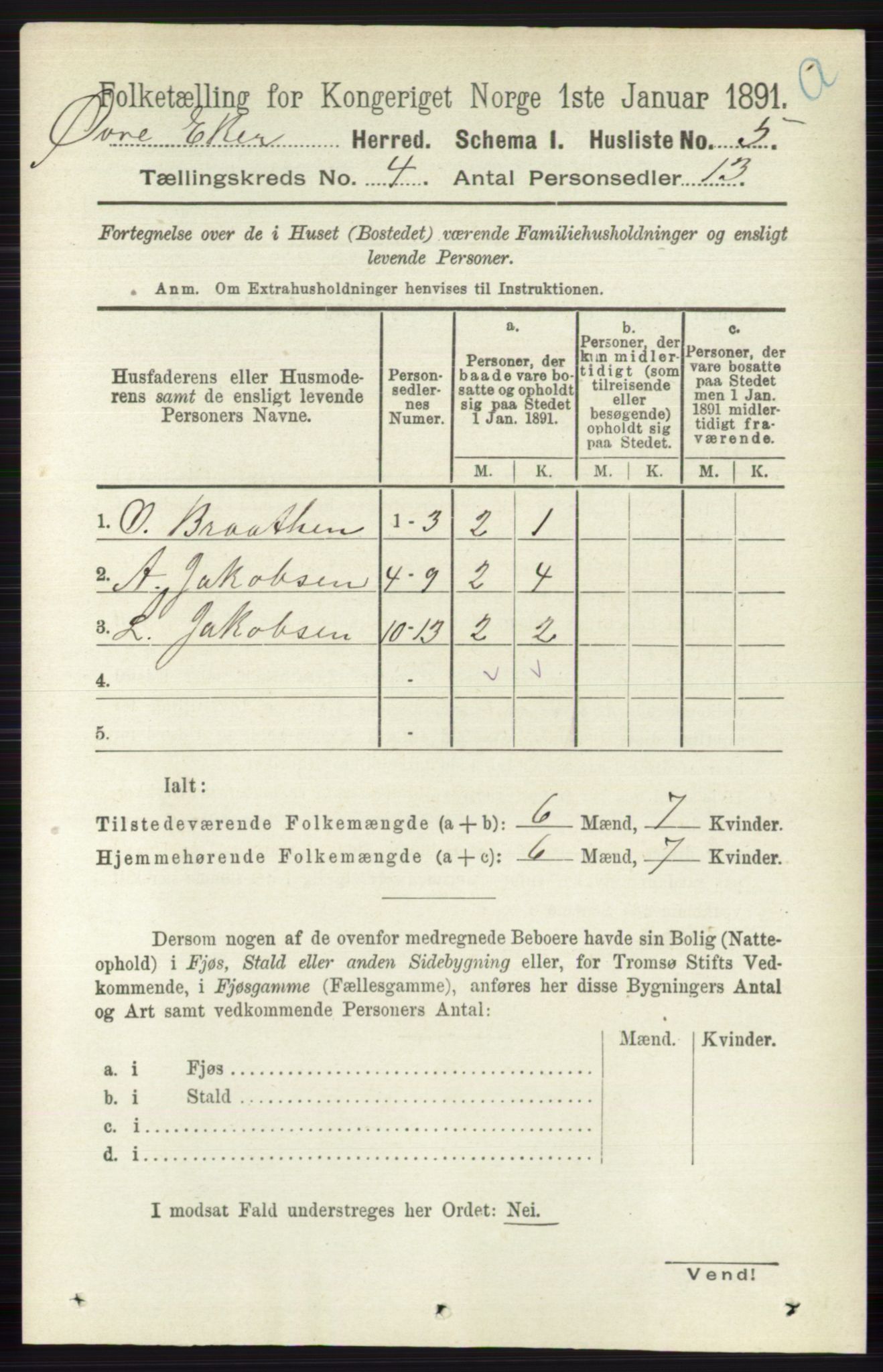 RA, 1891 census for 0624 Øvre Eiker, 1891, p. 1437