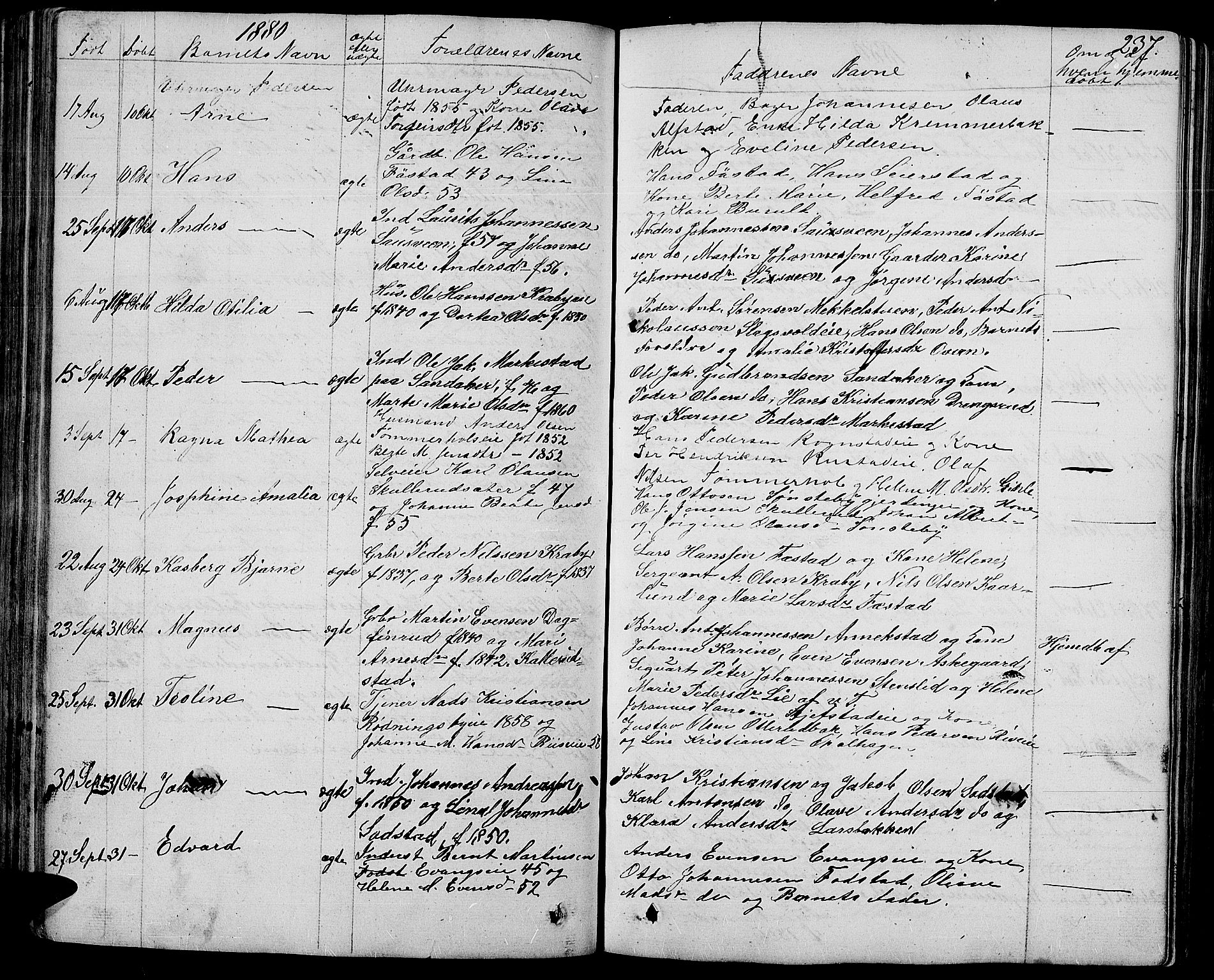 Østre Toten prestekontor, AV/SAH-PREST-104/H/Ha/Hab/L0004: Parish register (copy) no. 4, 1858-1886, p. 237