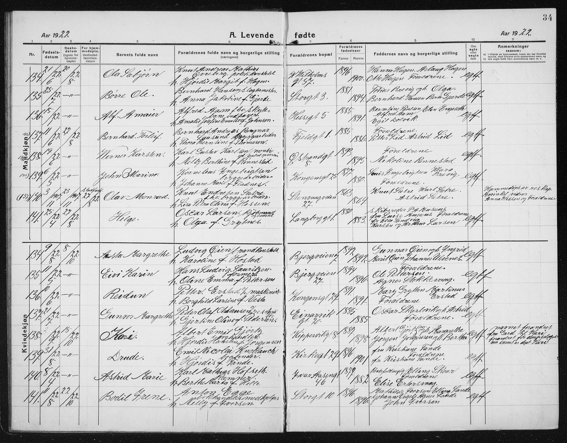 Ministerialprotokoller, klokkerbøker og fødselsregistre - Møre og Romsdal, SAT/A-1454/529/L0475: Parish register (copy) no. 529C12, 1921-1934, p. 34