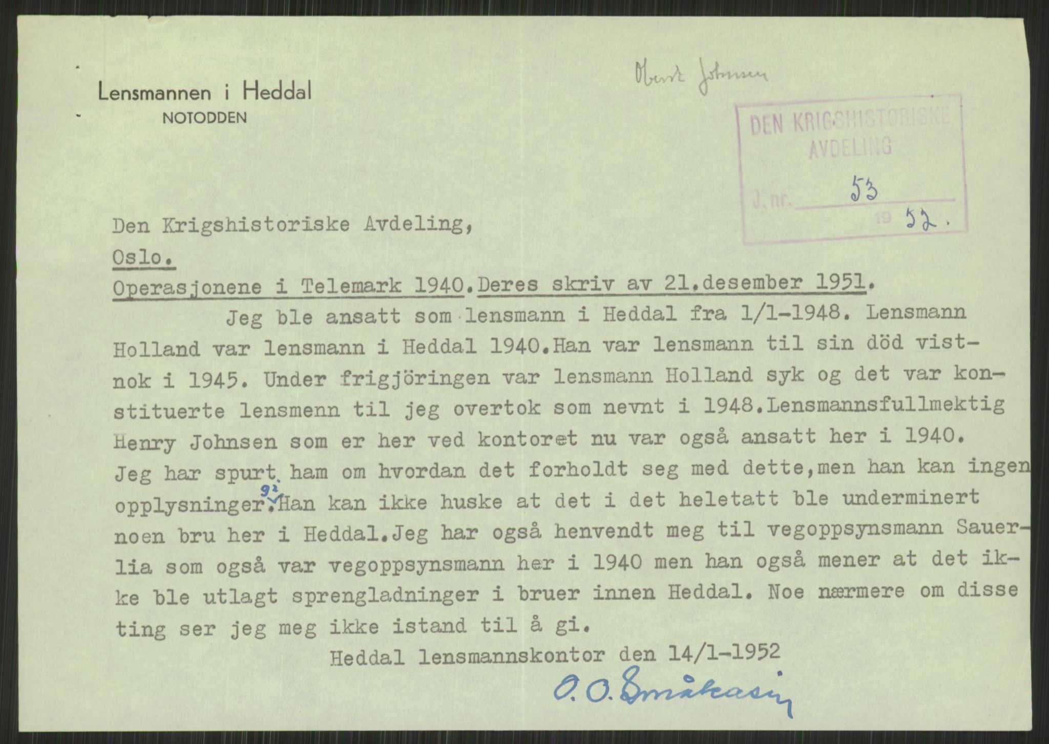 Forsvaret, Forsvarets krigshistoriske avdeling, RA/RAFA-2017/Y/Yb/L0053: II-C-11-130  -  1. Divisjon, 1940, p. 85