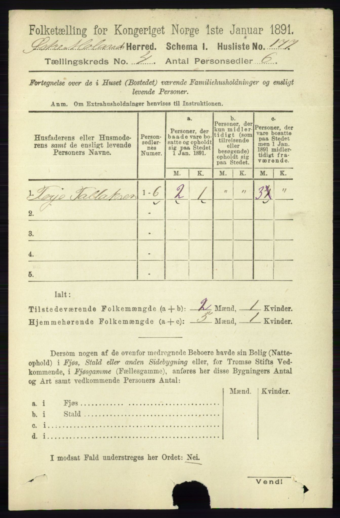RA, 1891 census for 0918 Austre Moland, 1891, p. 2078