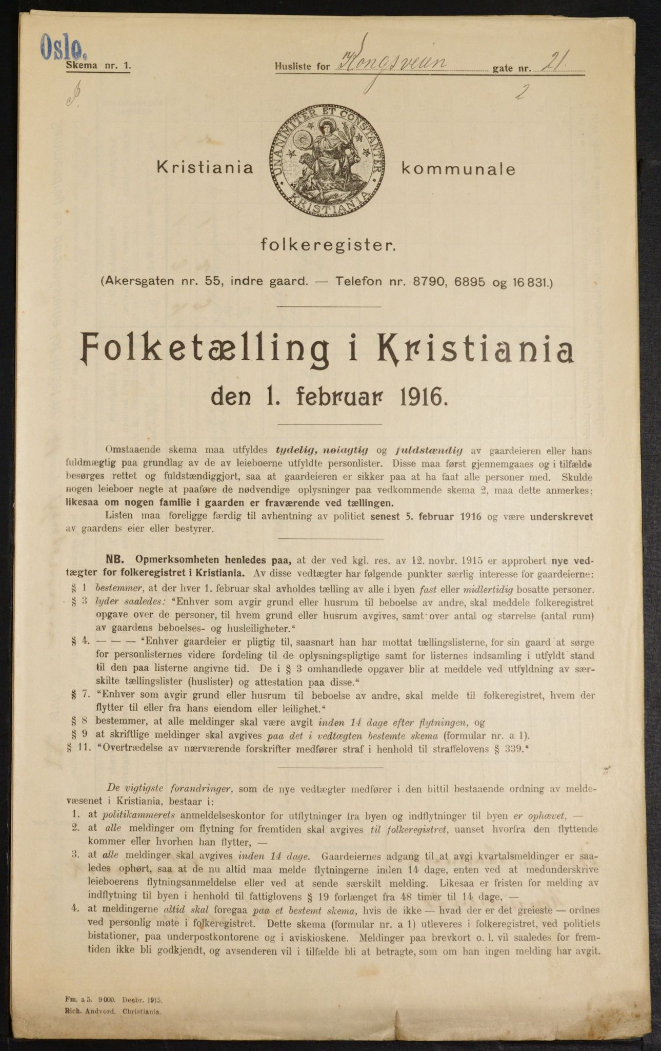 OBA, Municipal Census 1916 for Kristiania, 1916, p. 54103