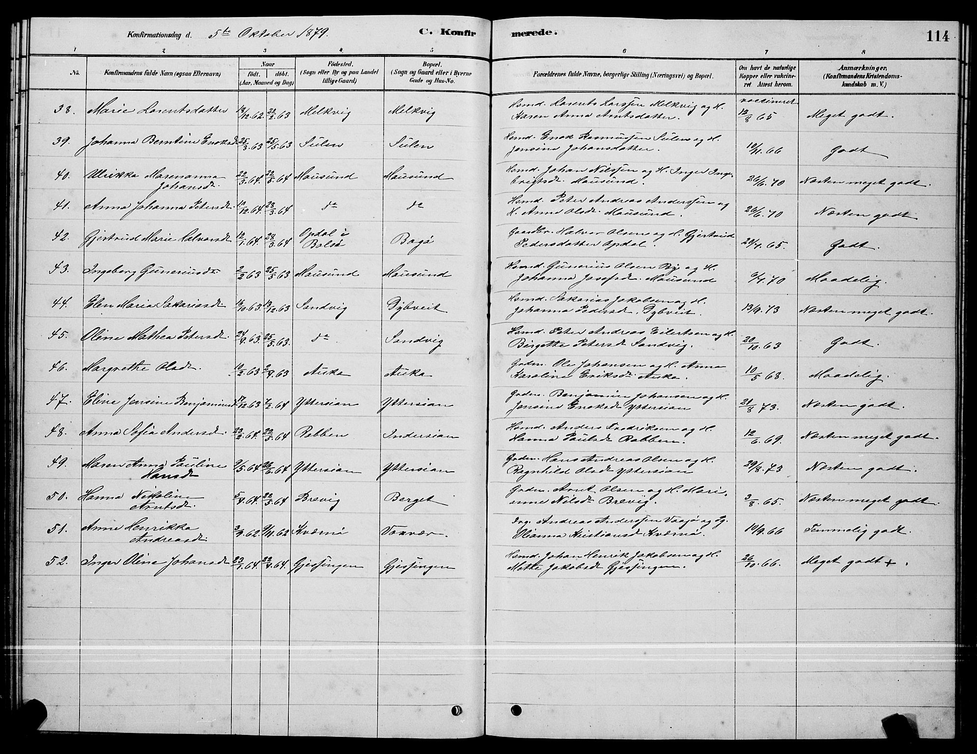 Ministerialprotokoller, klokkerbøker og fødselsregistre - Sør-Trøndelag, SAT/A-1456/640/L0585: Parish register (copy) no. 640C03, 1878-1891, p. 114