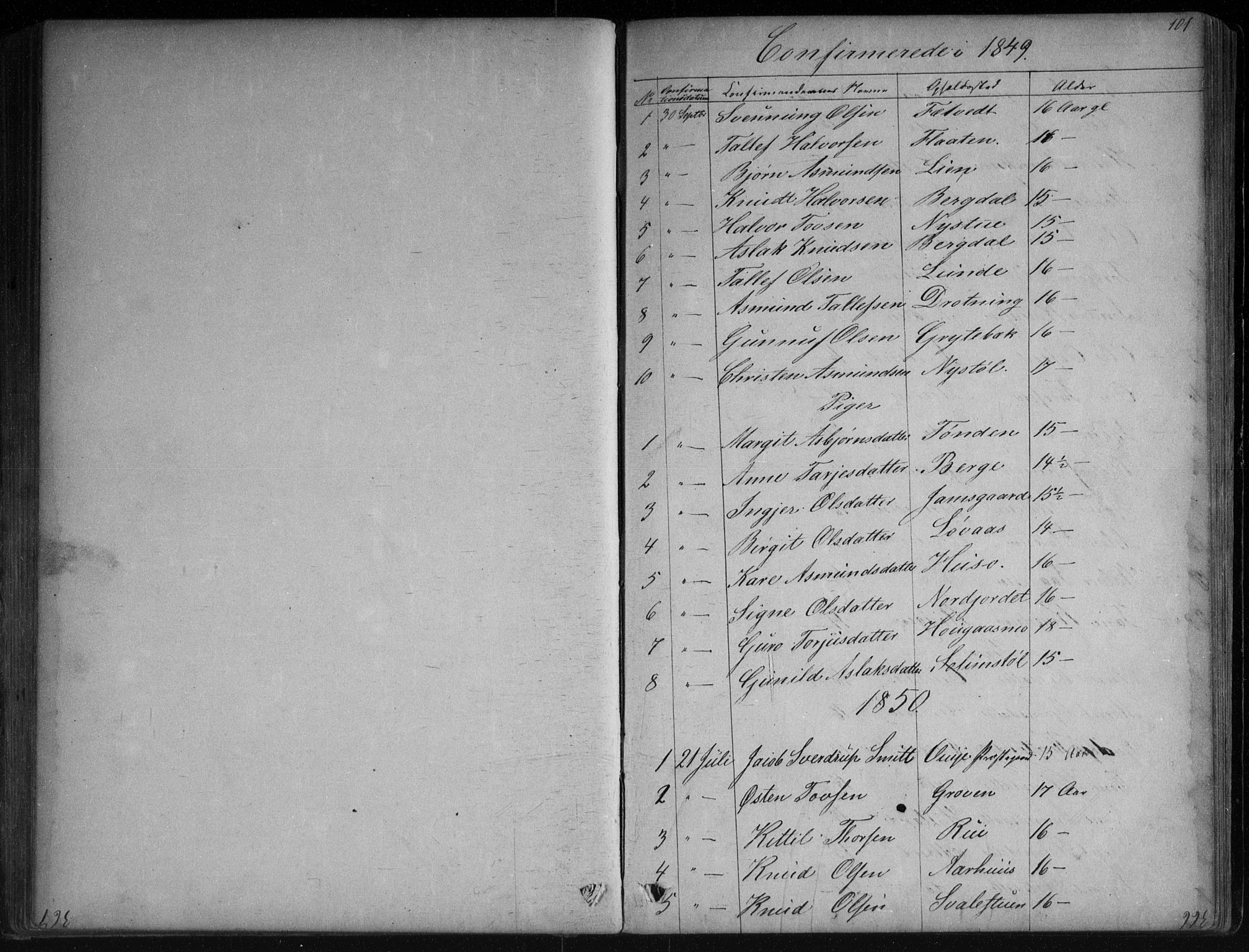 Vinje kirkebøker, SAKO/A-312/G/Ga/L0002: Parish register (copy) no. I 2, 1849-1893, p. 101