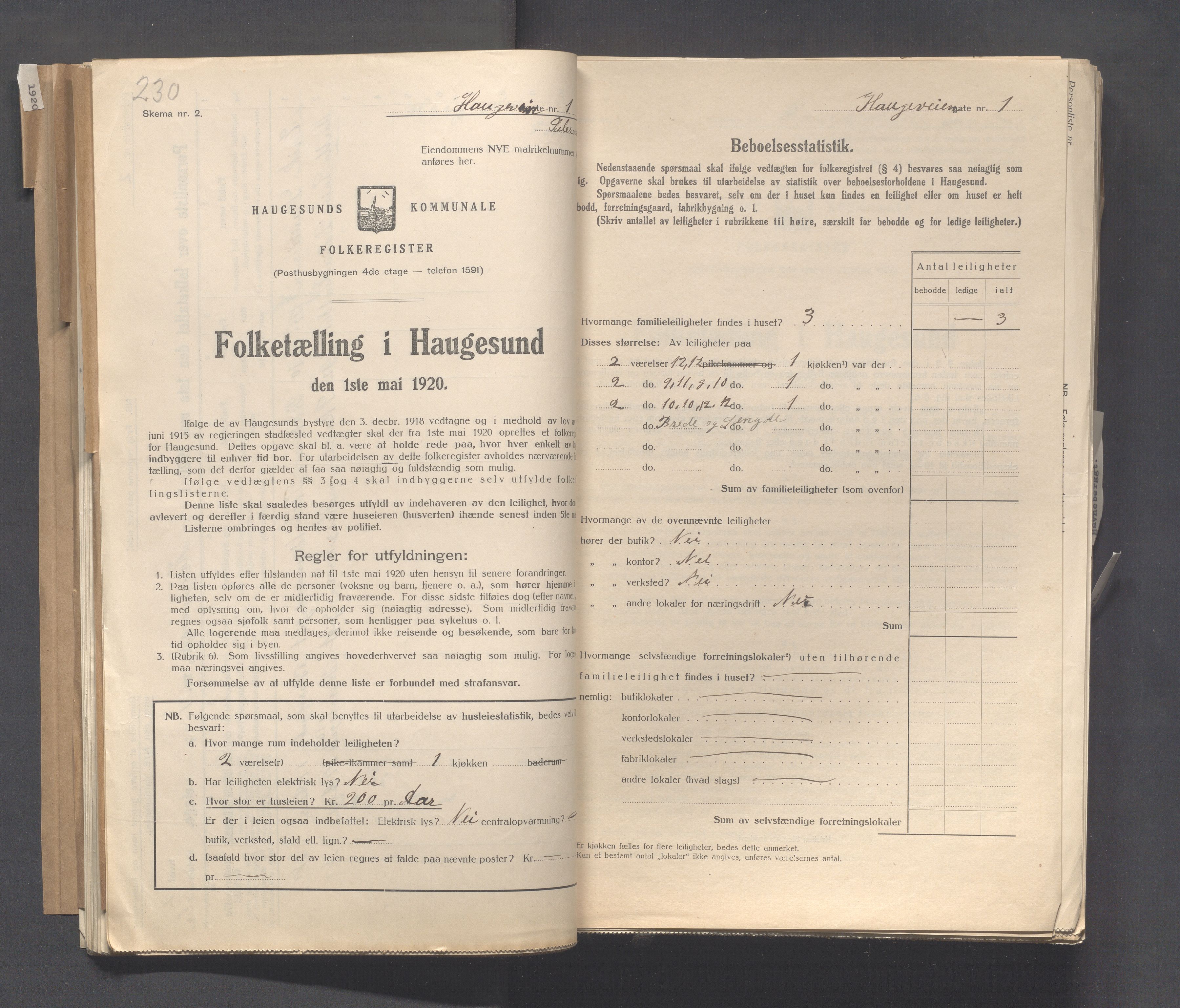 IKAR, Local census 1.5.1920 for Haugesund, 1920, p. 1164