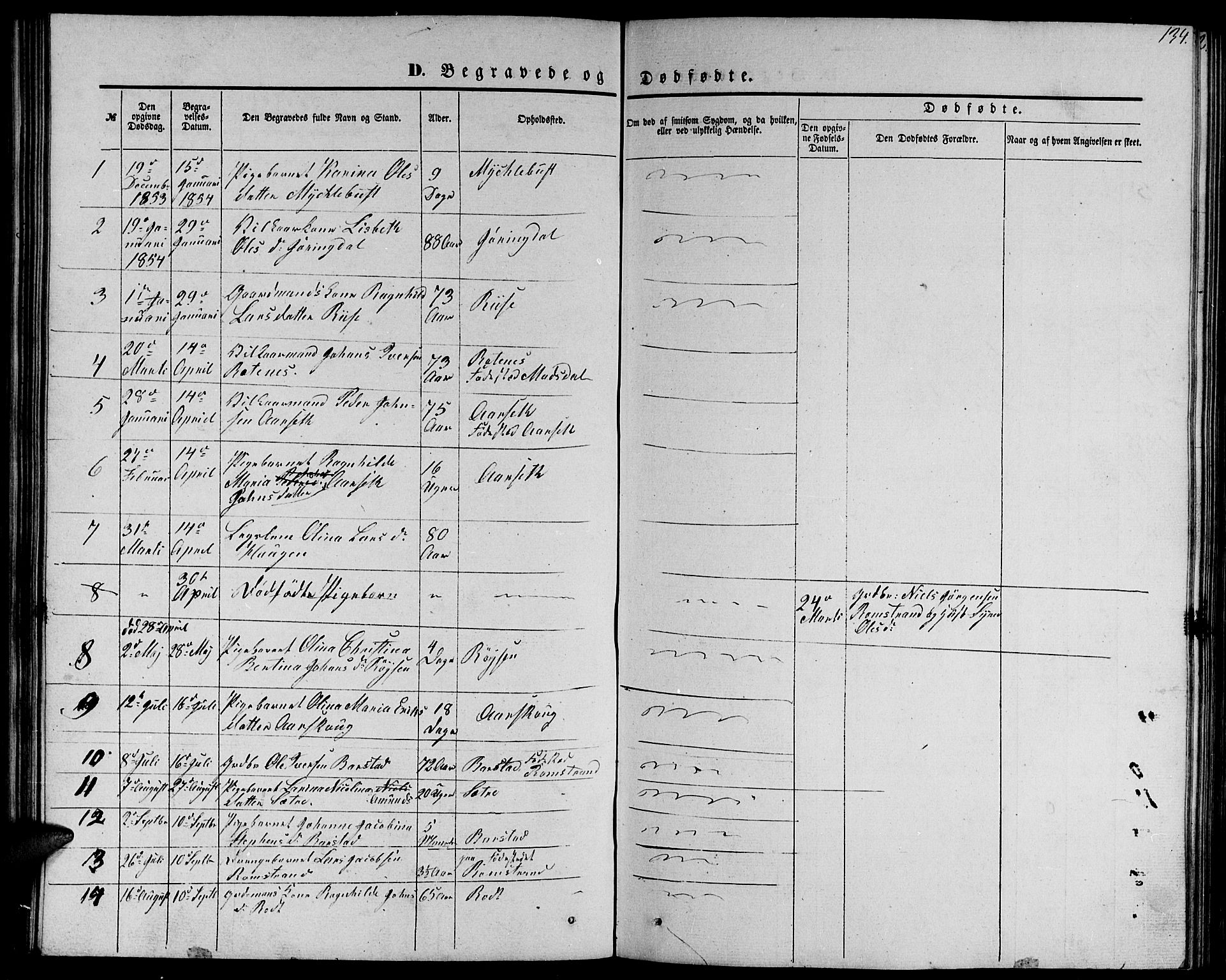 Ministerialprotokoller, klokkerbøker og fødselsregistre - Møre og Romsdal, SAT/A-1454/510/L0124: Parish register (copy) no. 510C01, 1854-1877, p. 134