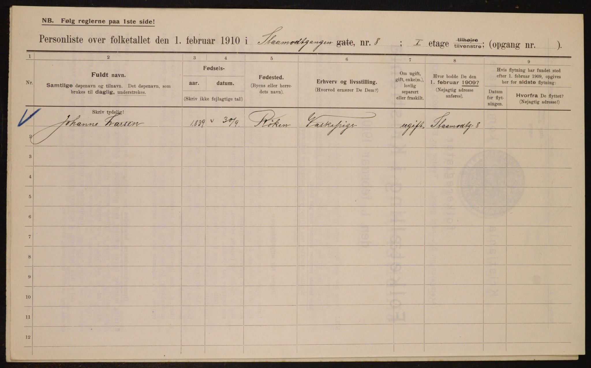 OBA, Municipal Census 1910 for Kristiania, 1910, p. 92483