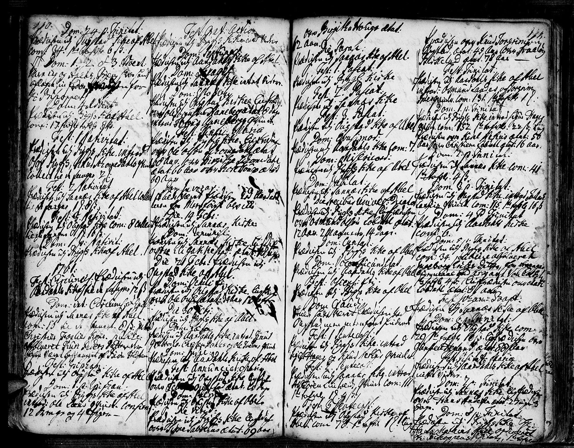 Bygland sokneprestkontor, AV/SAK-1111-0006/F/Fa/Fab/L0001: Parish register (official) no. A 1, 1725-1766, p. 110-111