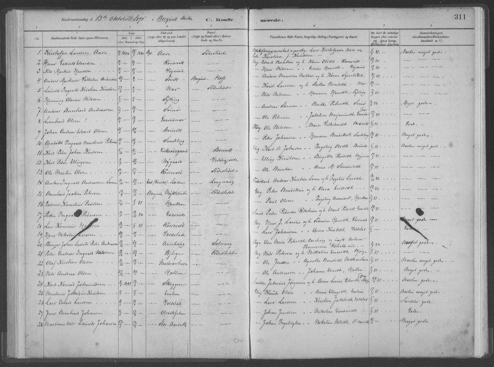 Ministerialprotokoller, klokkerbøker og fødselsregistre - Møre og Romsdal, SAT/A-1454/528/L0402: Parish register (official) no. 528A12II, 1880-1903, p. 311