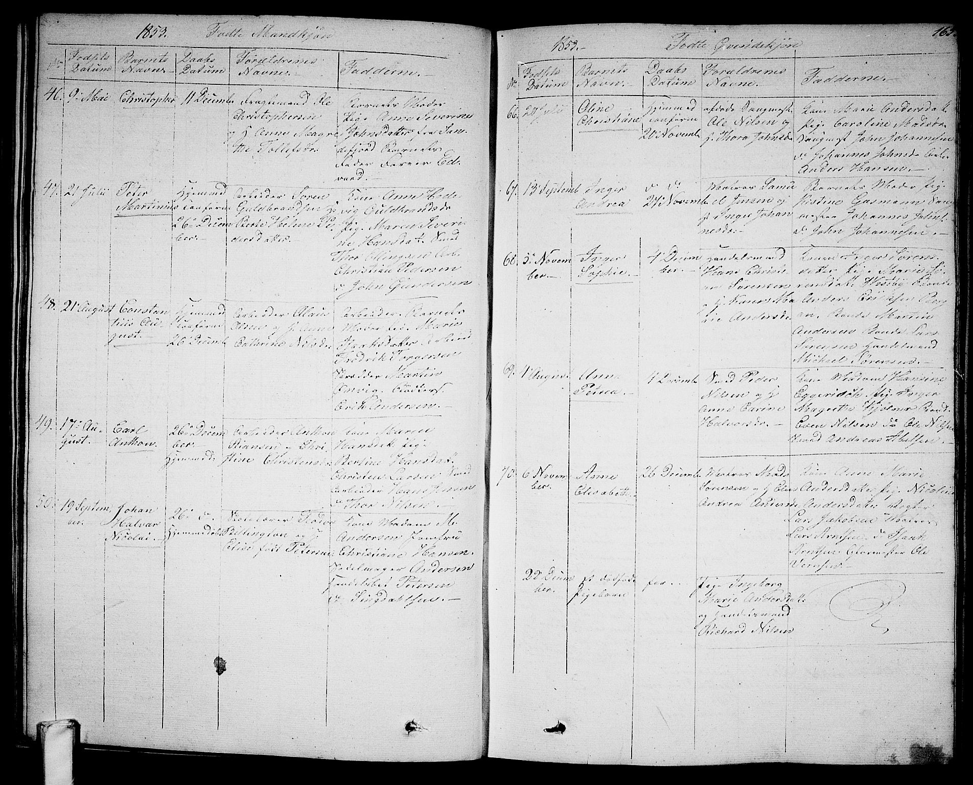 Larvik kirkebøker, SAKO/A-352/G/Ga/L0003a: Parish register (copy) no. I 3A, 1830-1870, p. 165