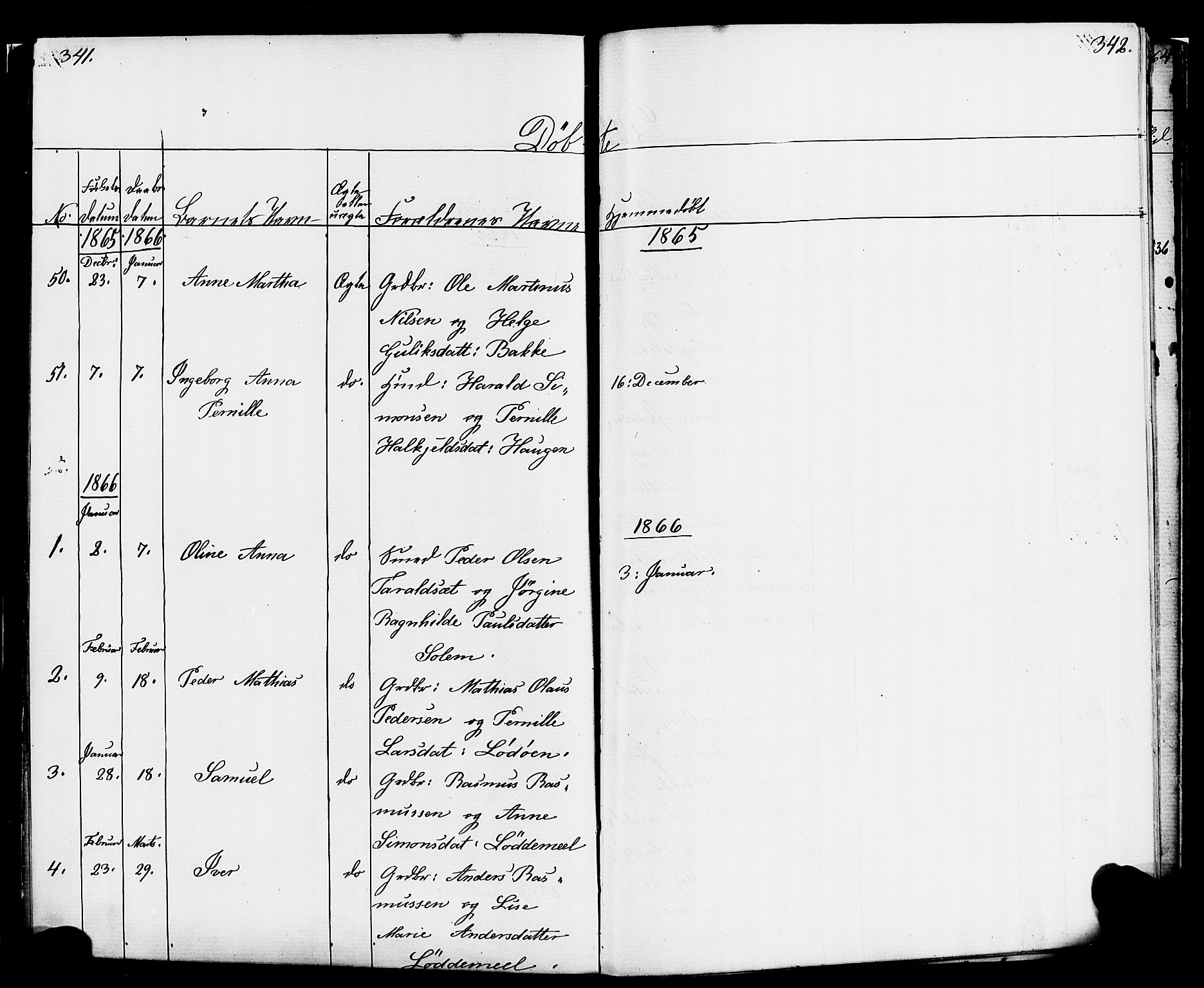 Hornindal sokneprestembete, SAB/A-82401/H/Haa/Haaa/L0001: Parish register (official) no. A 1, 1837-1866, p. 342-343