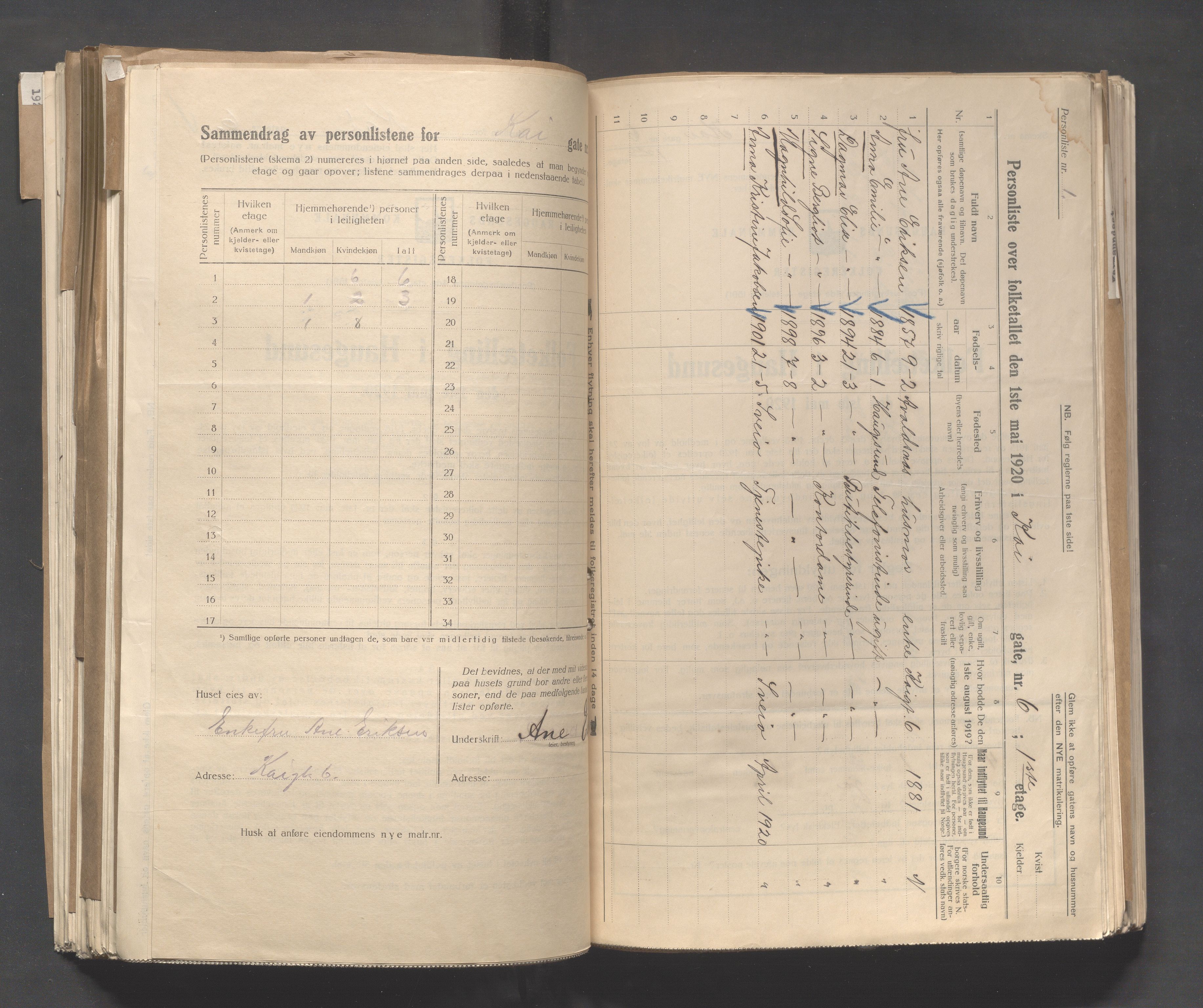 IKAR, Local census 1.5.1920 for Haugesund, 1920, p. 2234