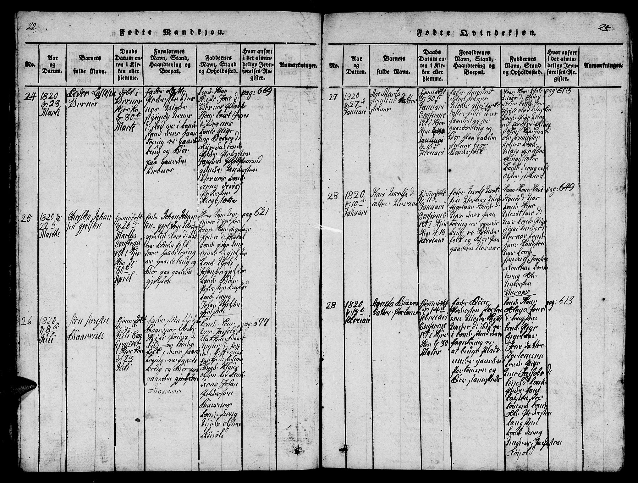 Ministerialprotokoller, klokkerbøker og fødselsregistre - Møre og Romsdal, AV/SAT-A-1454/539/L0535: Parish register (copy) no. 539C01, 1818-1842, p. 22-23