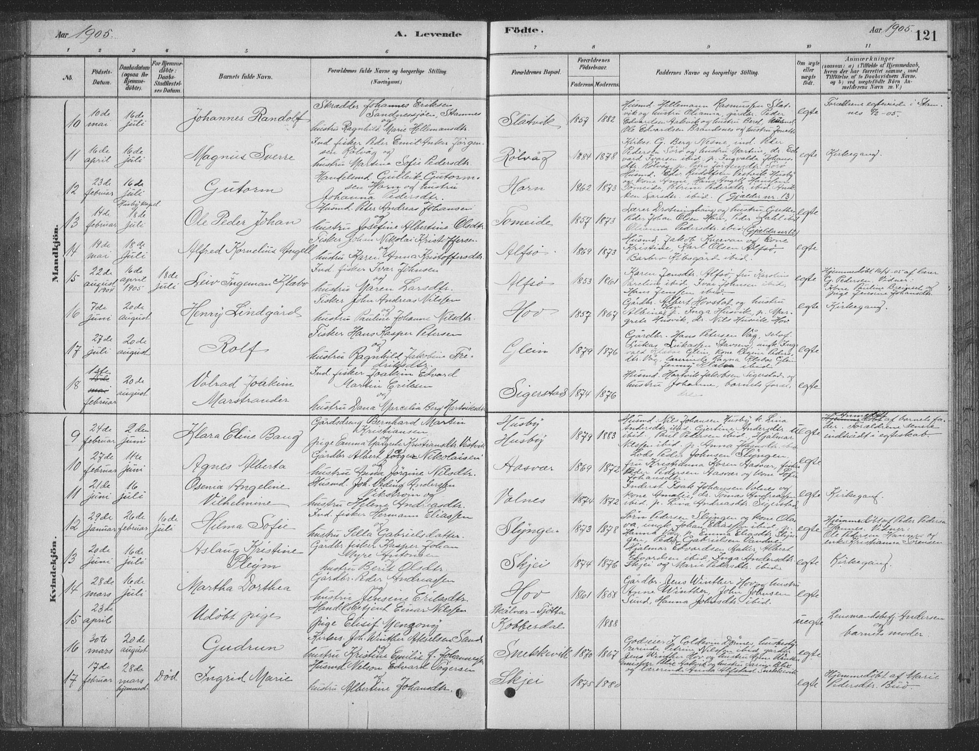Ministerialprotokoller, klokkerbøker og fødselsregistre - Nordland, SAT/A-1459/835/L0532: Parish register (copy) no. 835C04, 1880-1905, p. 121