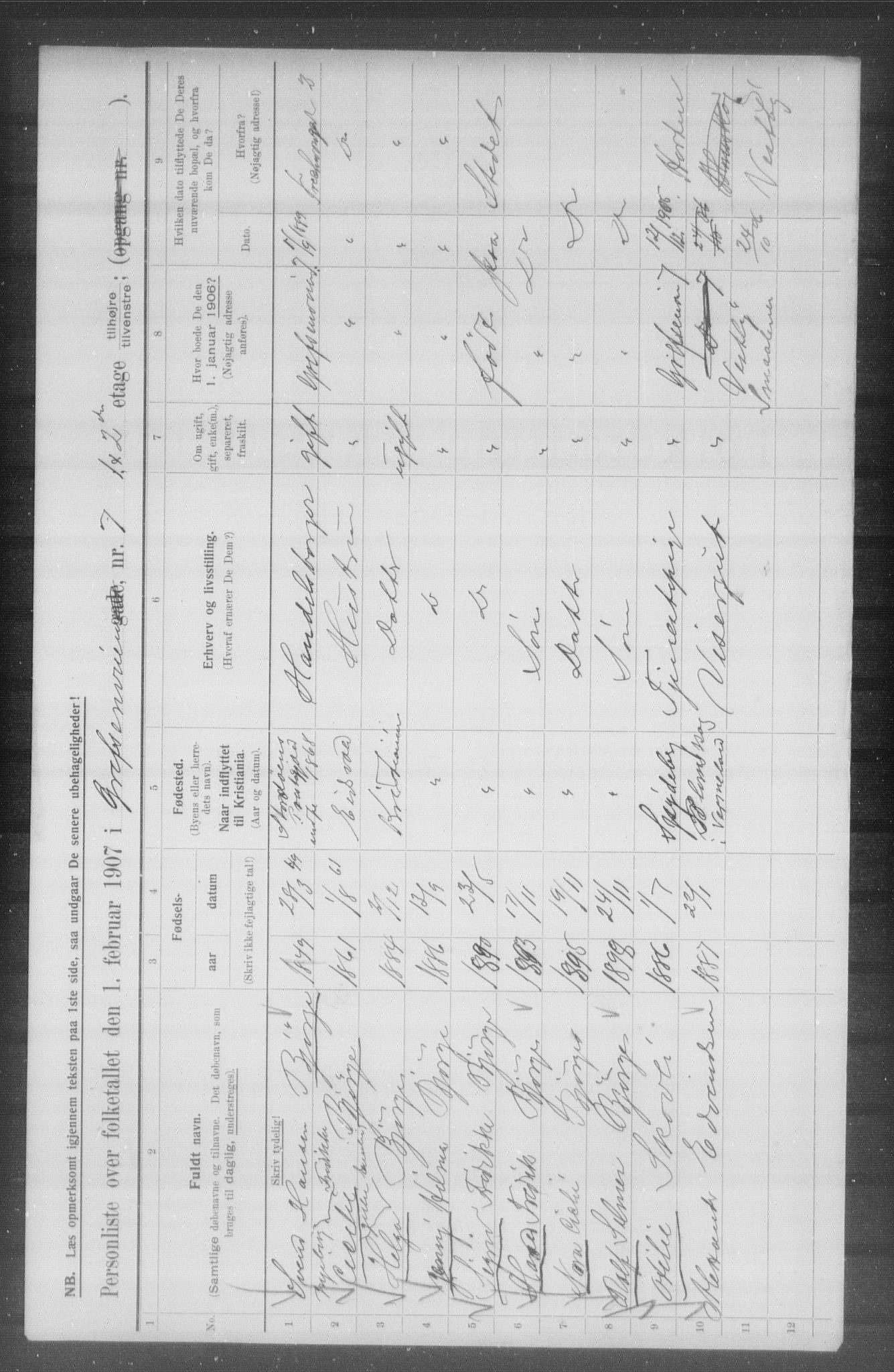 OBA, Municipal Census 1907 for Kristiania, 1907, p. 14982