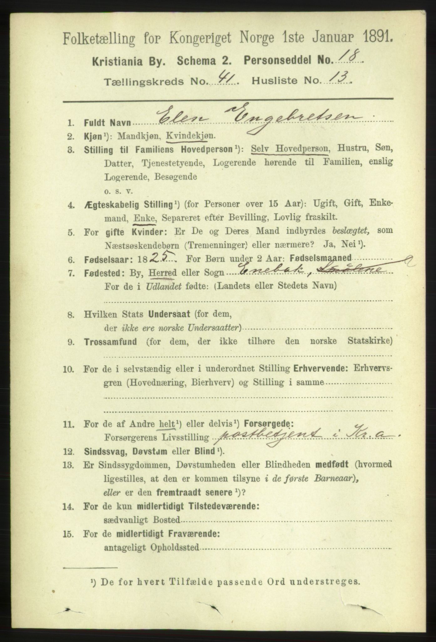 RA, 1891 census for 0301 Kristiania, 1891, p. 24365