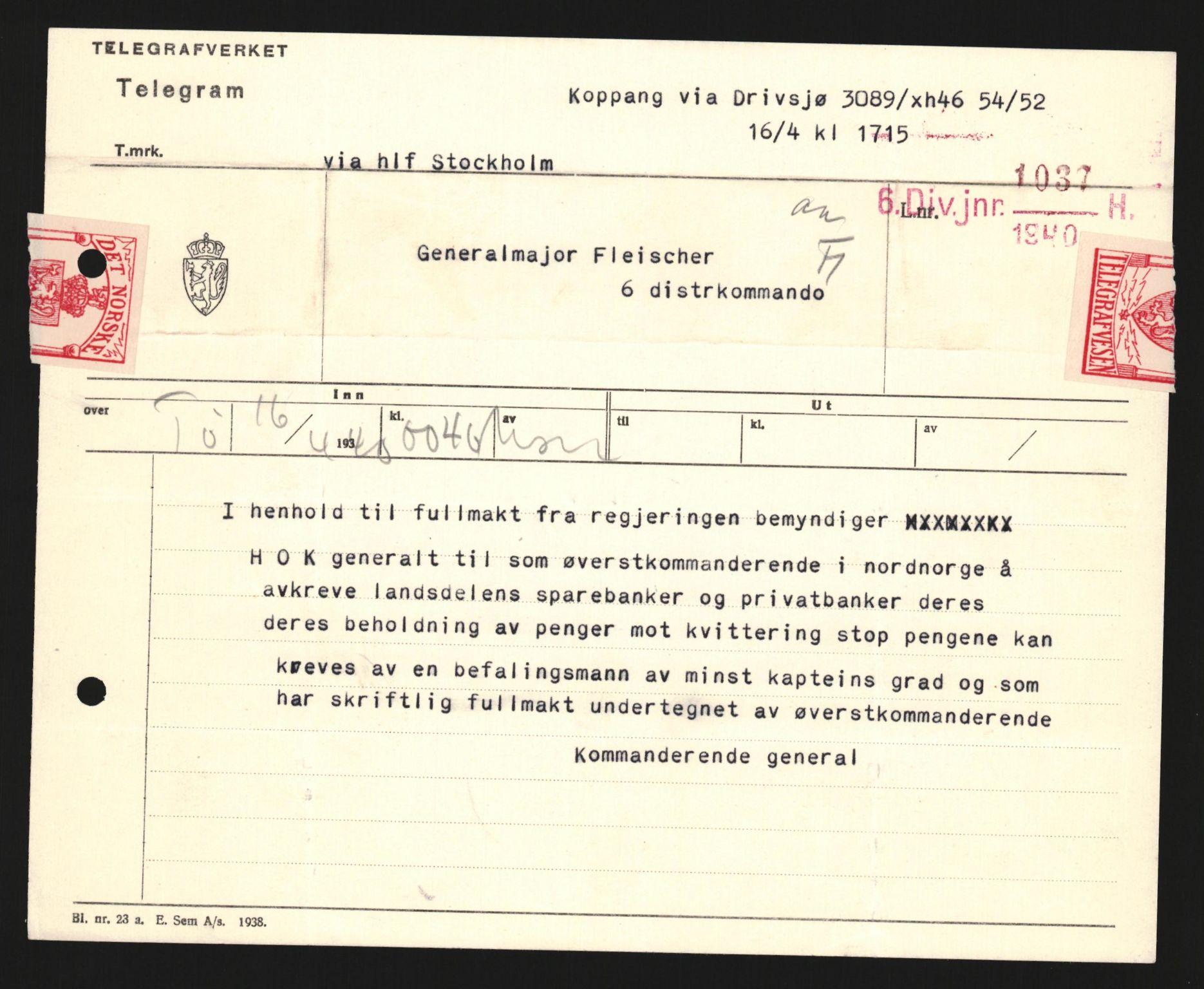 Forsvaret, Forsvarets krigshistoriske avdeling, AV/RA-RAFA-2017/Y/Yb/L0122: II-C-11-600  -  6. Divisjon med avdelinger, 1940, p. 45