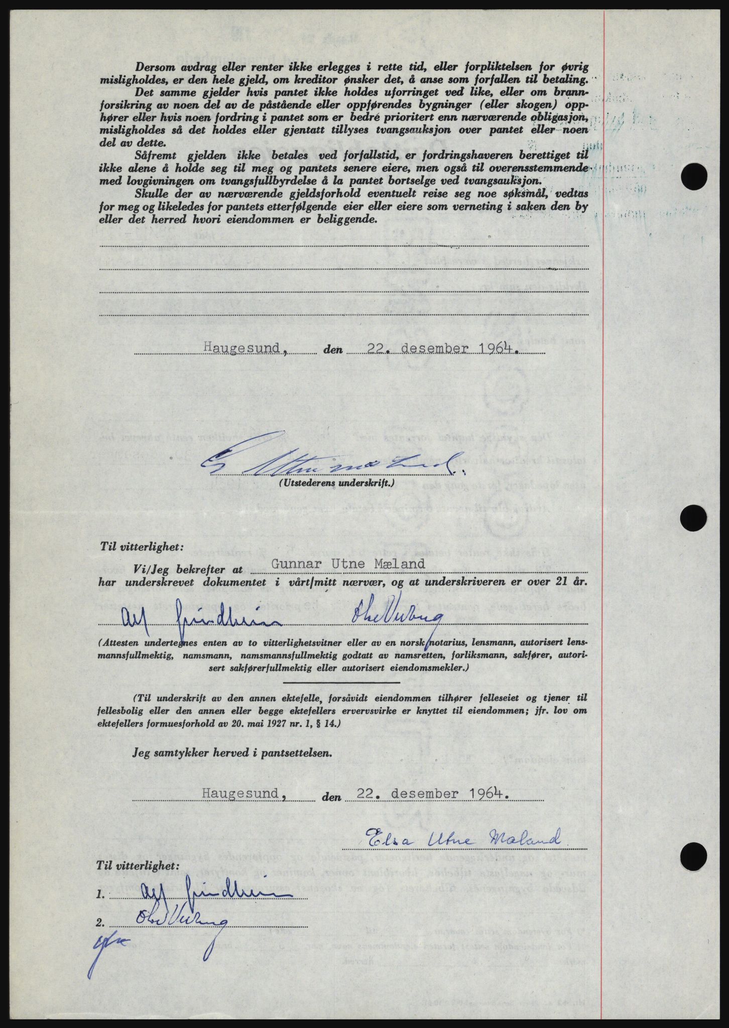 Haugesund tingrett, SAST/A-101415/01/II/IIC/L0053: Mortgage book no. B 53, 1965-1965, Diary no: : 1227/1965