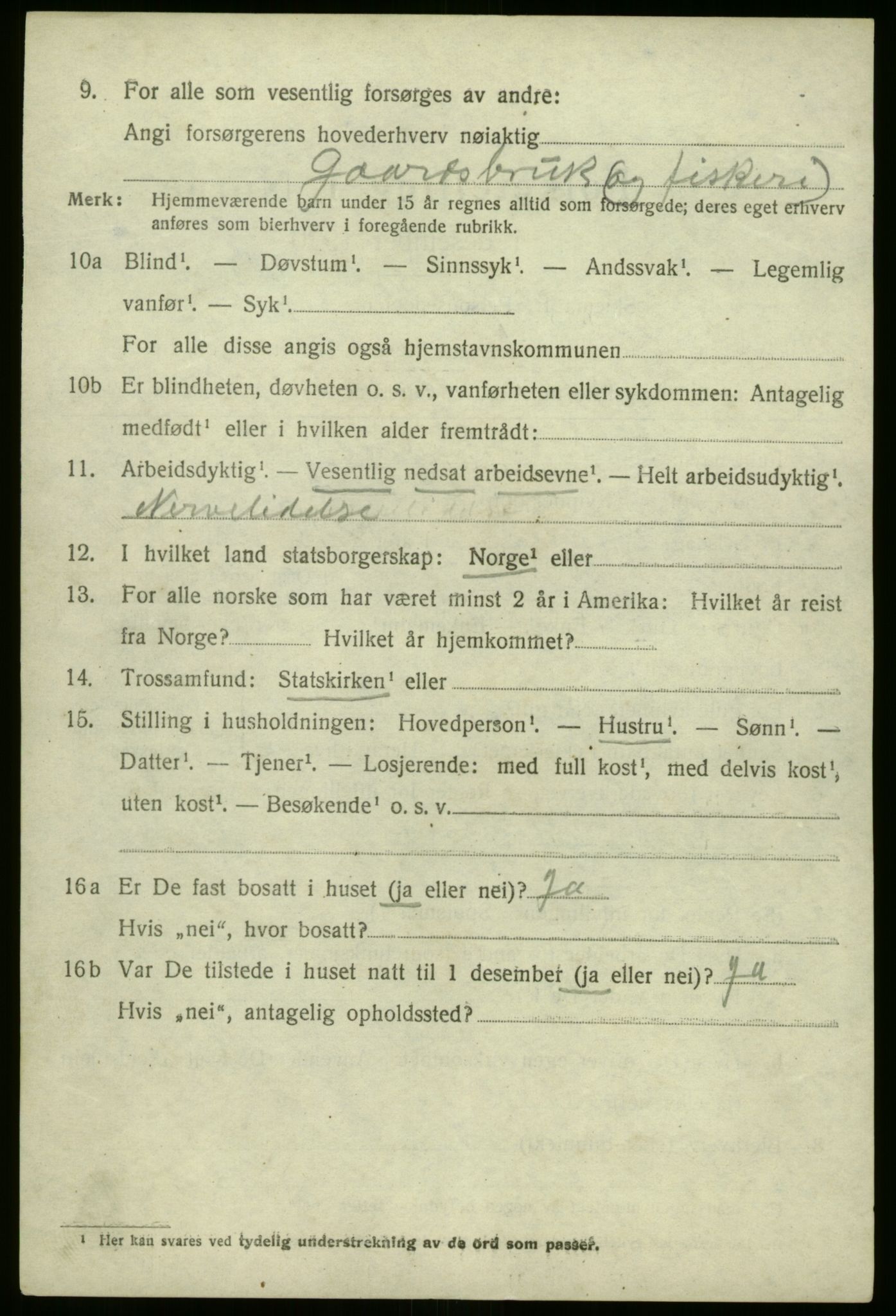 SAB, 1920 census for Selje, 1920, p. 4566