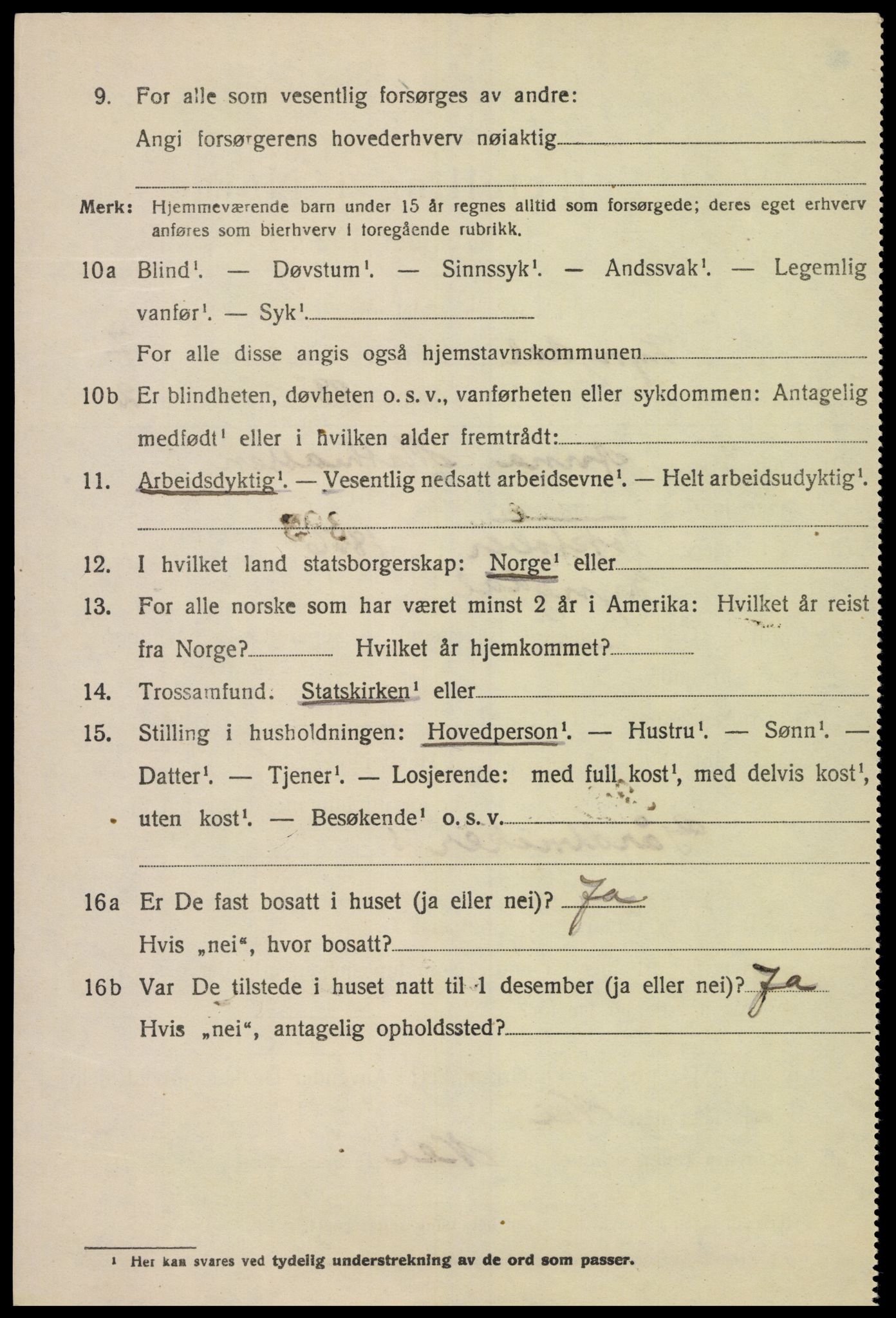 SAK, 1920 census for Lyngdal, 1920, p. 3956