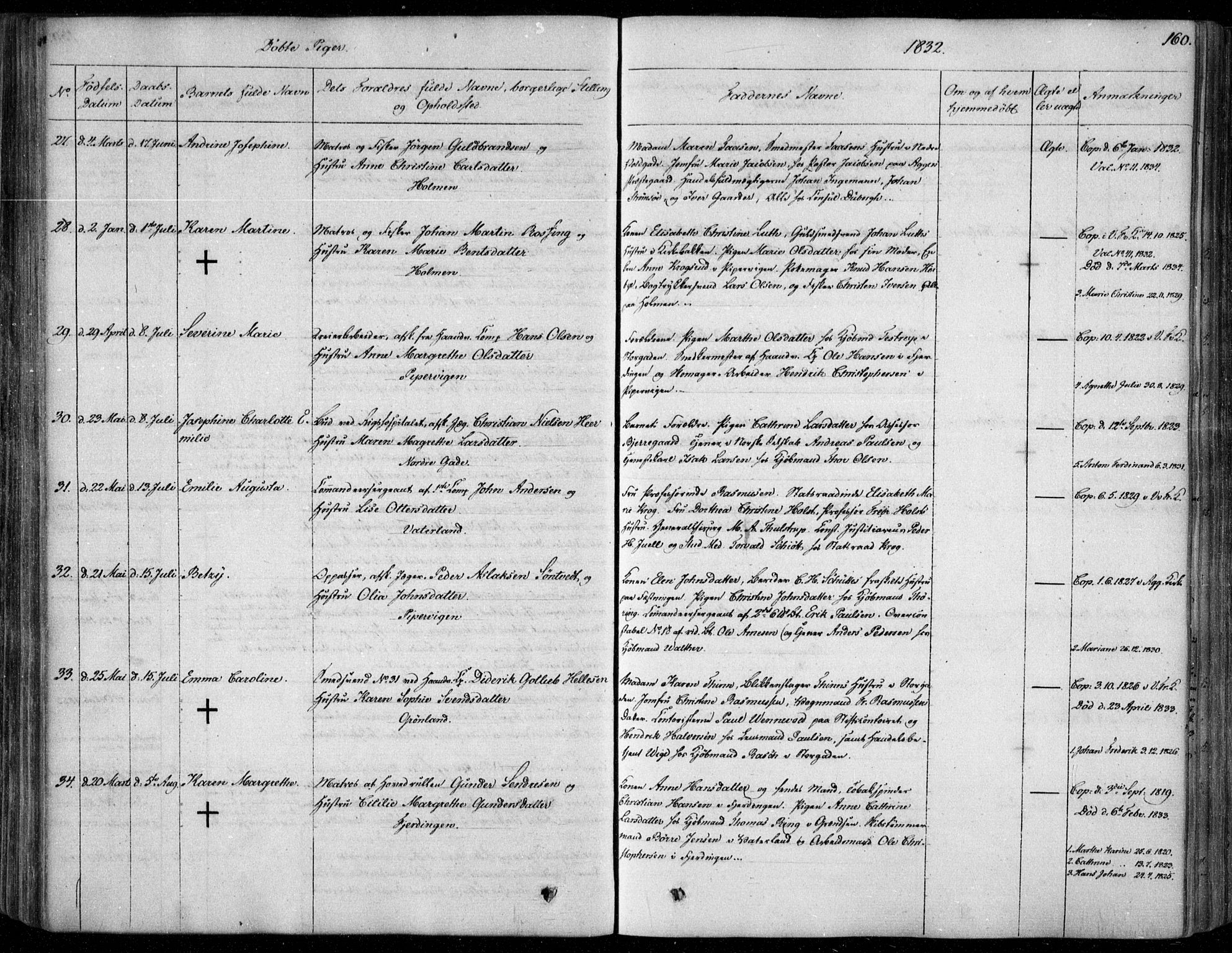 Garnisonsmenigheten Kirkebøker, AV/SAO-A-10846/F/Fa/L0006: Parish register (official) no. 6, 1828-1841, p. 160