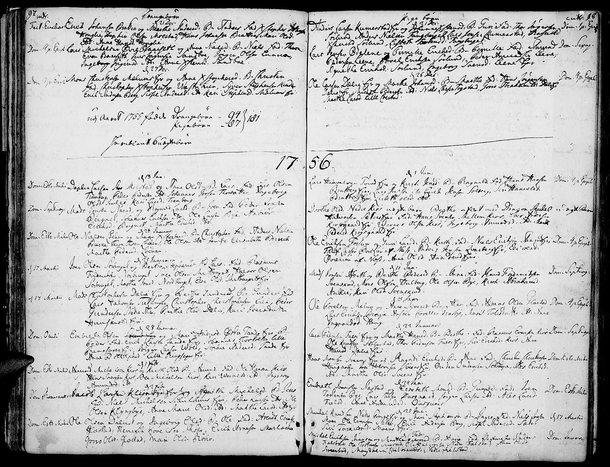 Ringsaker prestekontor, SAH/PREST-014/K/Ka/L0002: Parish register (official) no. 2, 1747-1774, p. 97-98