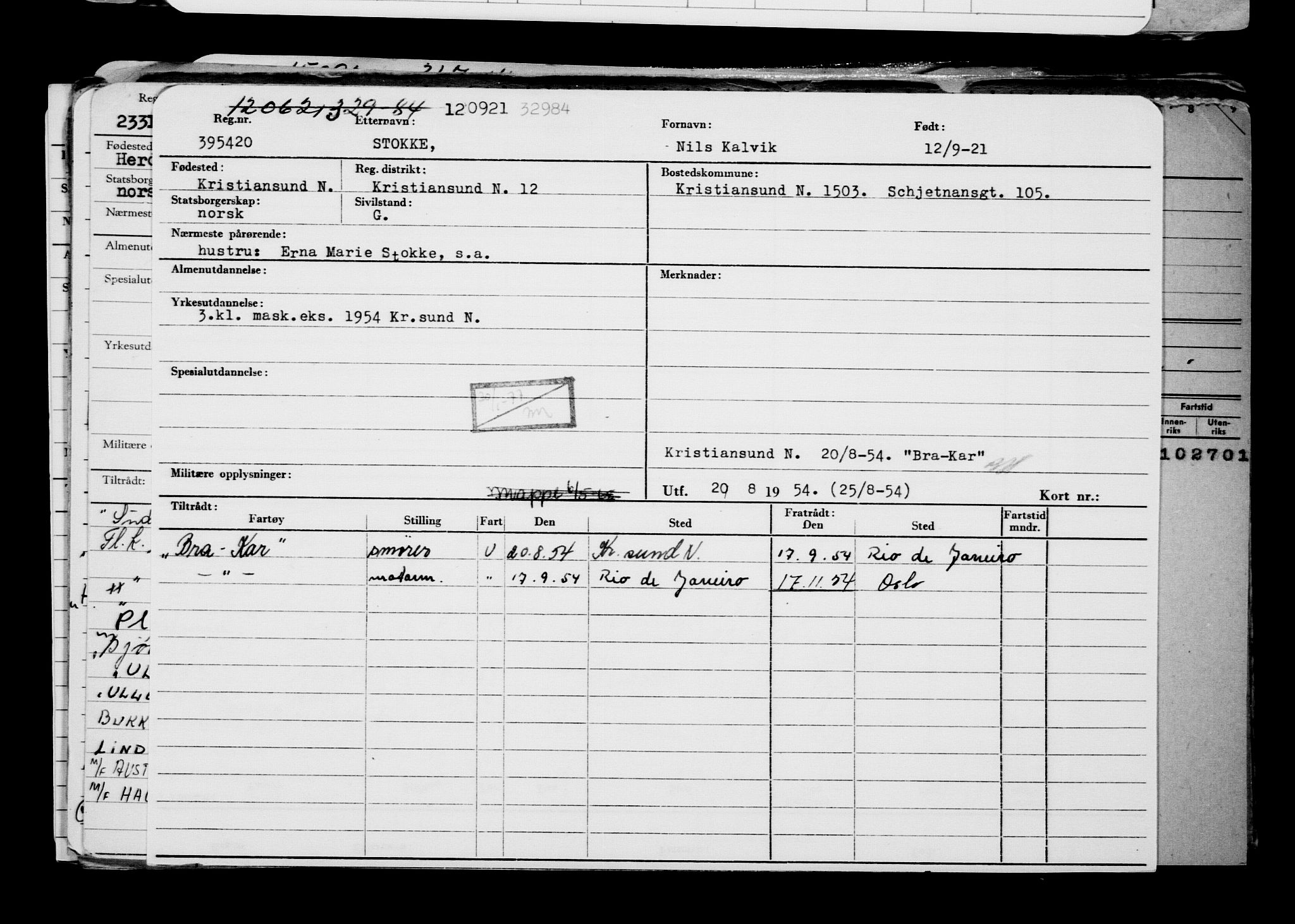 Direktoratet for sjømenn, AV/RA-S-3545/G/Gb/L0197: Hovedkort, 1921, p. 805