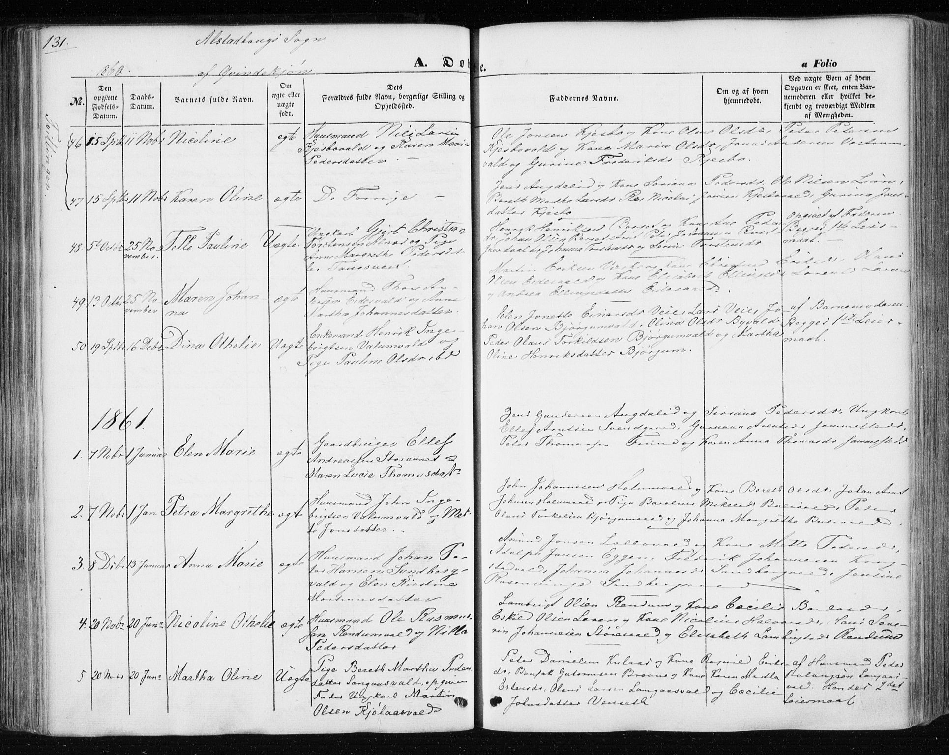 Ministerialprotokoller, klokkerbøker og fødselsregistre - Nord-Trøndelag, SAT/A-1458/717/L0154: Parish register (official) no. 717A07 /1, 1850-1862, p. 131